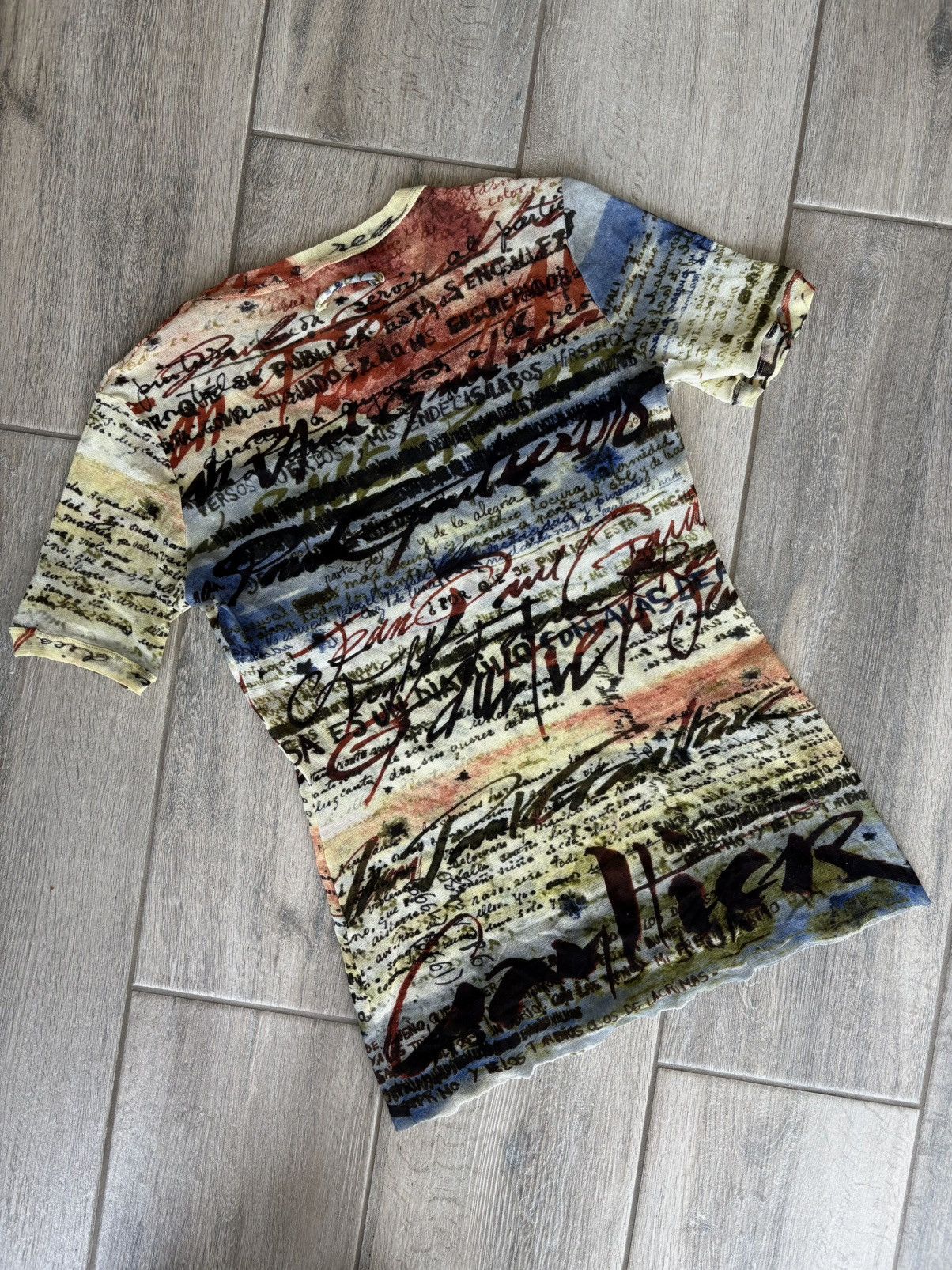 Jean Paul Gaultier Jean Paul Gaultier SS 1998 Calligraphy Handwriting Mesh Top Size S / US 4 / IT 40 - 10 Thumbnail