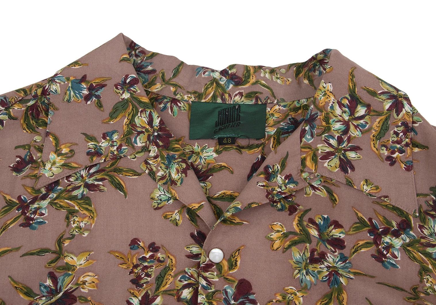 Jean Paul Gaultier Flower Print Rayon Shirt in Mocha Green Yellow Size 48 Size US M / EU 48-50 / 2 - 5 Thumbnail