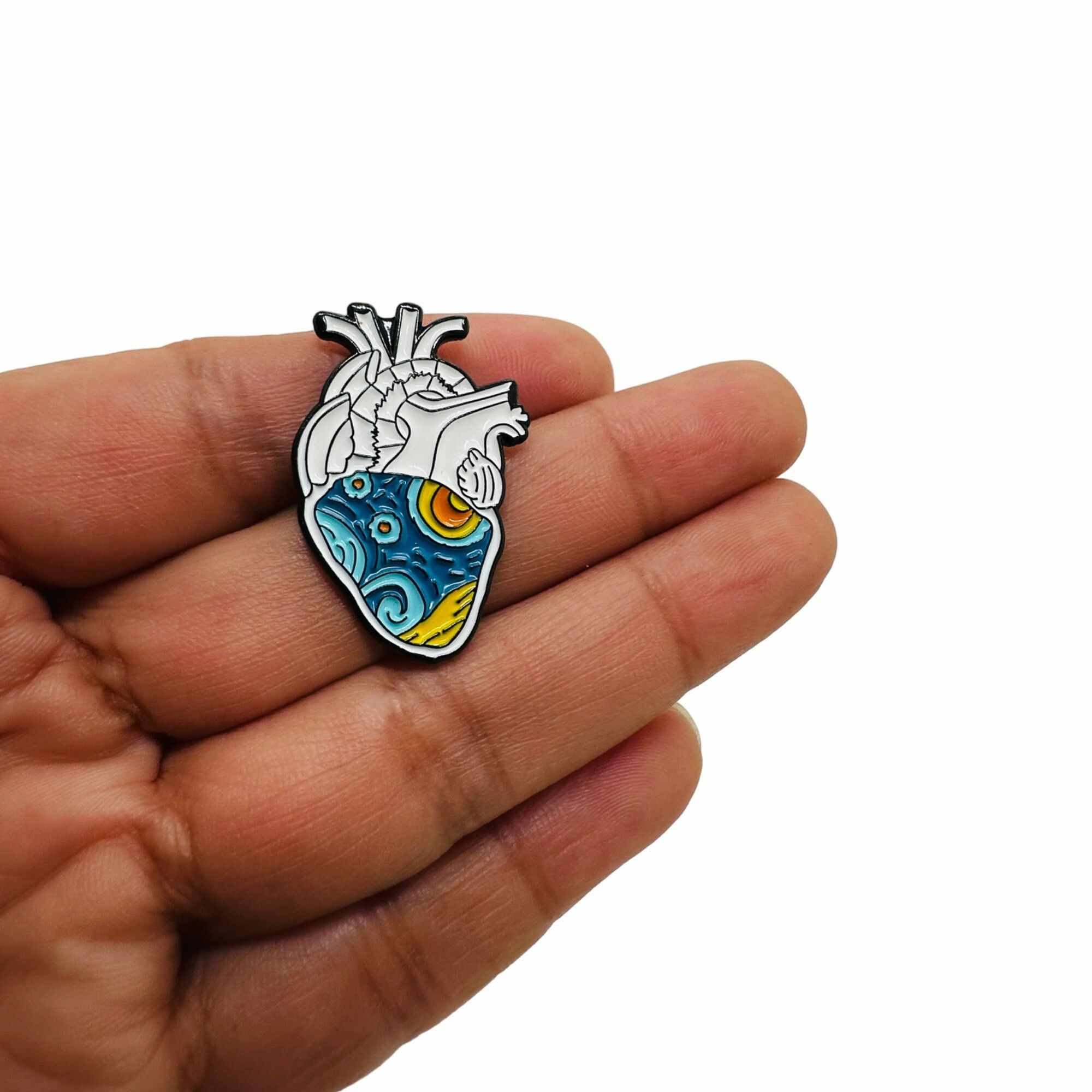 Other 🤩Anatomical Heart Shaped Pin Badges Vangoh Starry Night Gif Size ONE SIZE - 2 Thumbnail
