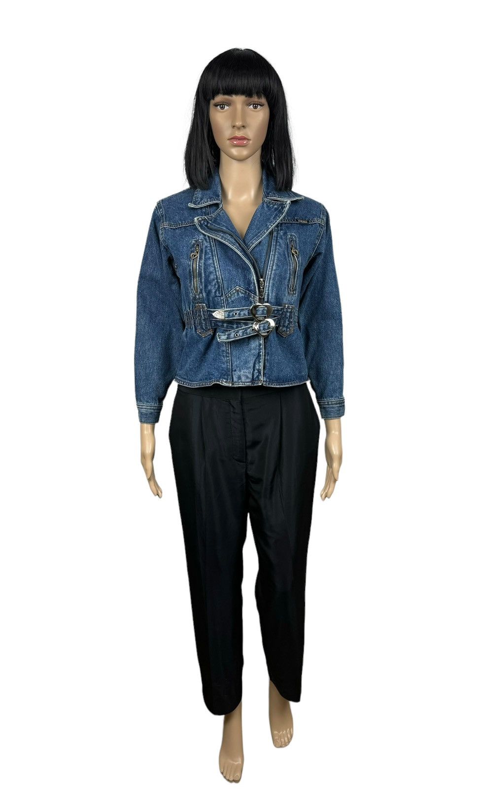 Versace Jeans Couture × Vintage Vintage Versace 1980s Denim Heart Biker Jacket size XS Size XS / US 0-2 / IT 36-38 - 2 Thumbnail