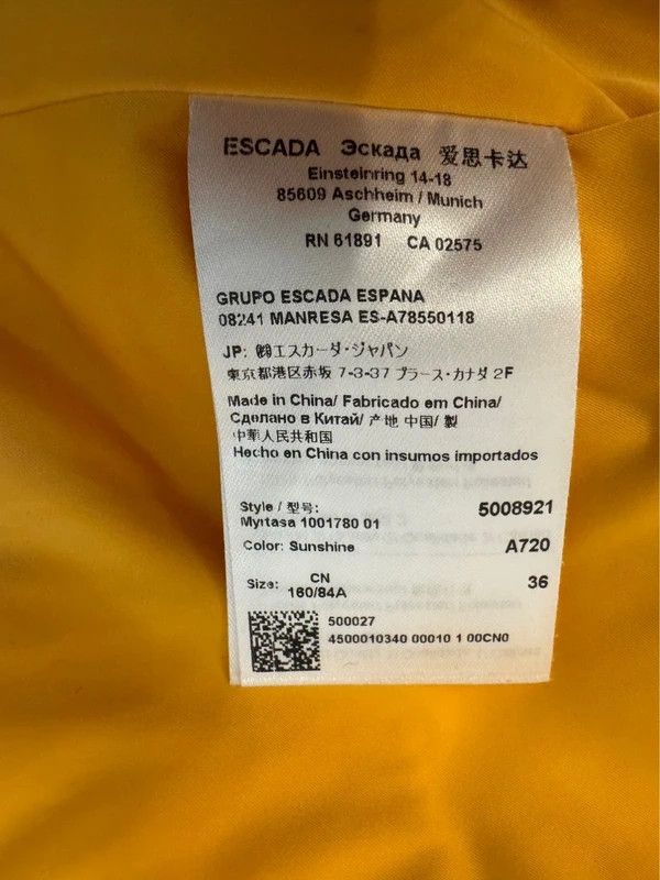 Escada Escada Light Yellow Jacket size 36 S like new Size S / US 4 / IT 40 - 15 Thumbnail