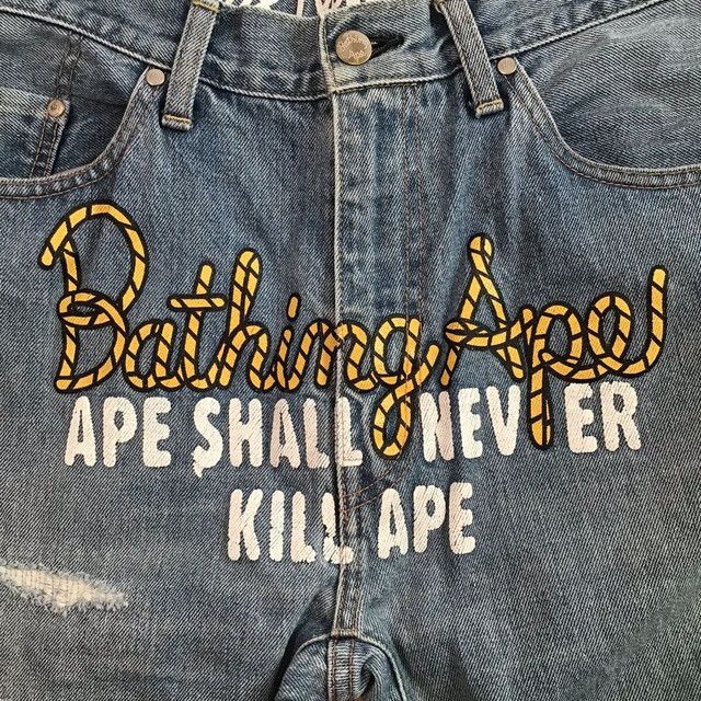 Bape BAPE DAMAGED Rope logo Slim taper denim pants ★size XL Size US 36 / EU 52 - 2 Thumbnail