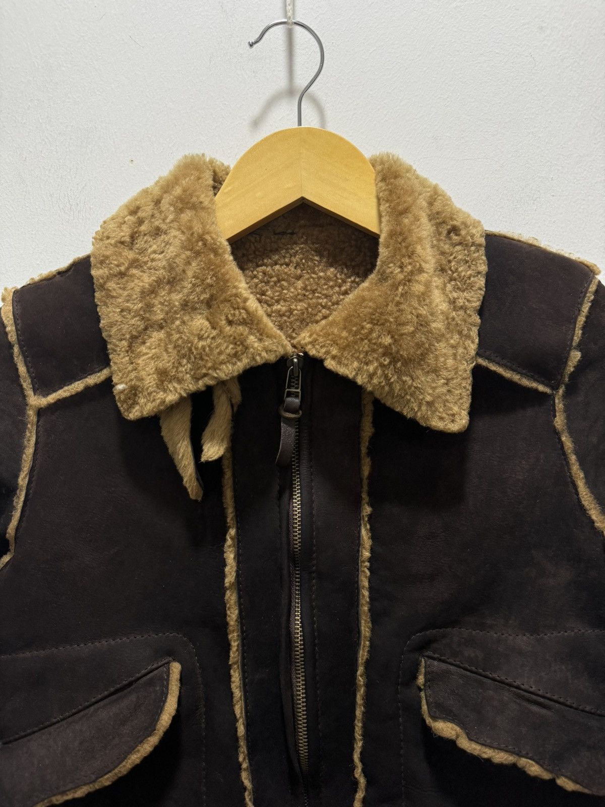Japanese Brand × Vintage JAPANESE SPICK AND SPAN SHEEP SKIN FURRY PILOT COAT Size XS / US 0-2 / IT 36-38 - 2 Thumbnail