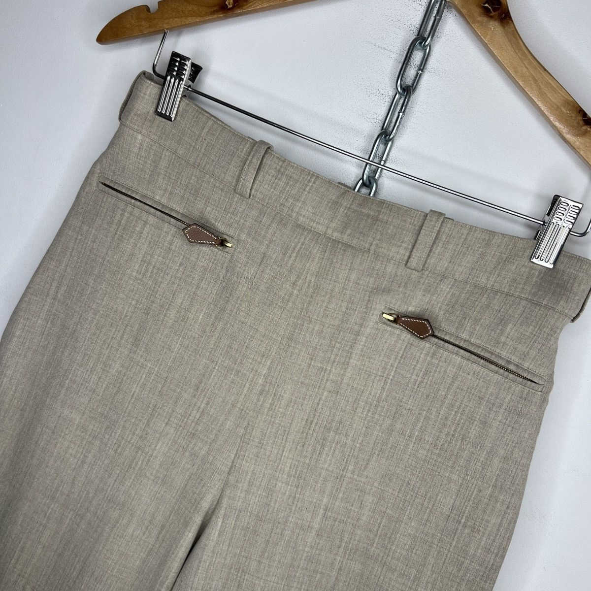 Hermes VINTAGE HERMES WOOL BEIGE HORSE RIDING 2000s PANTS TROUSERS Size 28" / US 6 / IT 42 - 5 Thumbnail