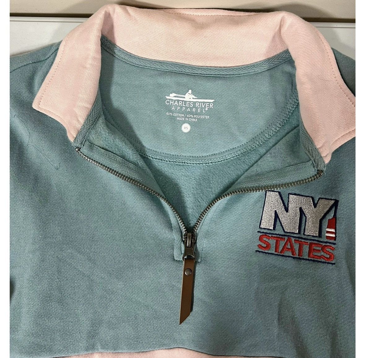 Jean Charles De Castelbajac Charles River Apparel ‘NY States’ Quarter-Zip Sweatshirt XS🩵 Size XS / US 0-2 / IT 36-38 - 3 Thumbnail