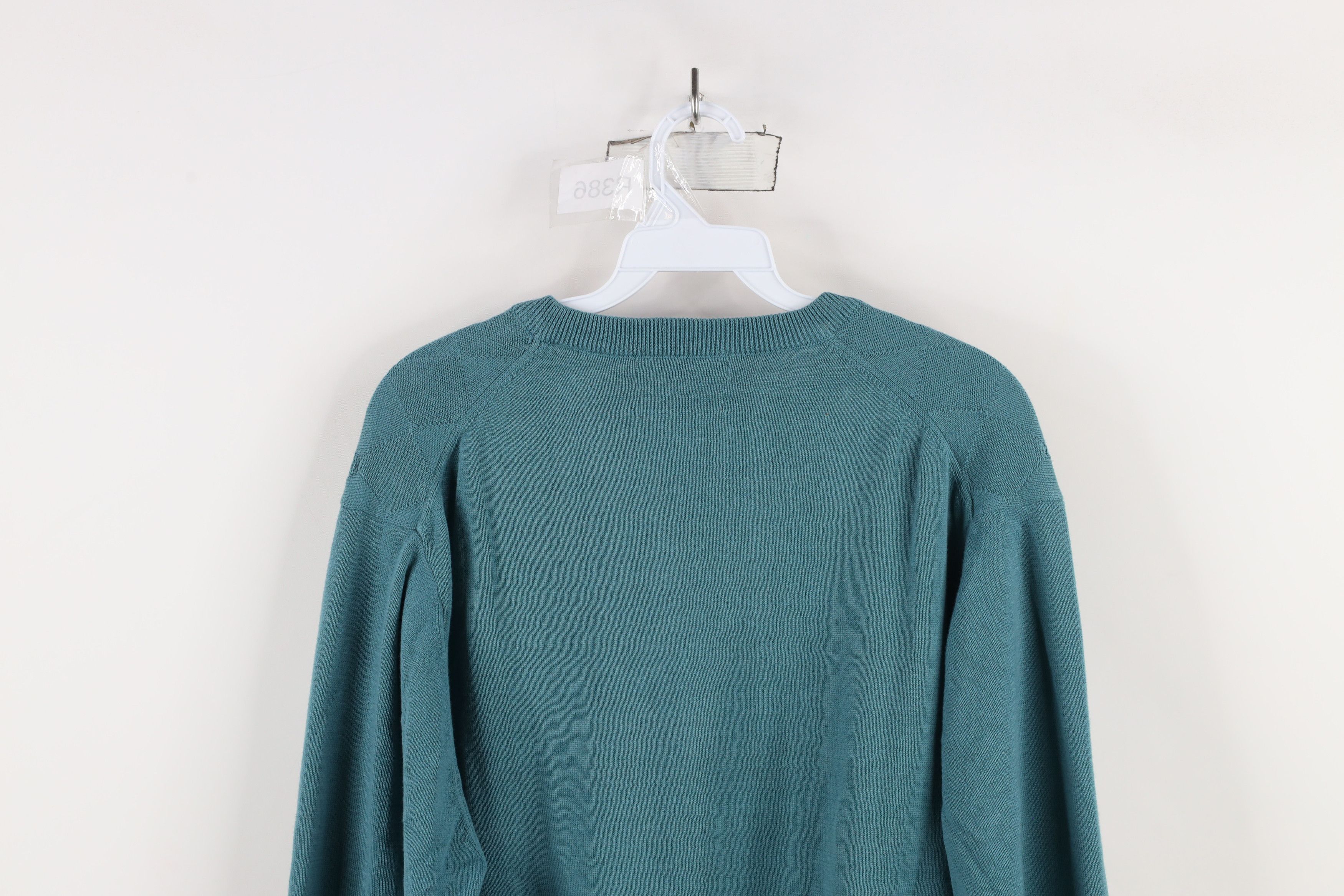 Vintage Vintage 90s Streetwear Cotton Knit Diamond Sweater Teal Size US M / EU 48-50 / 2 - 9 Thumbnail
