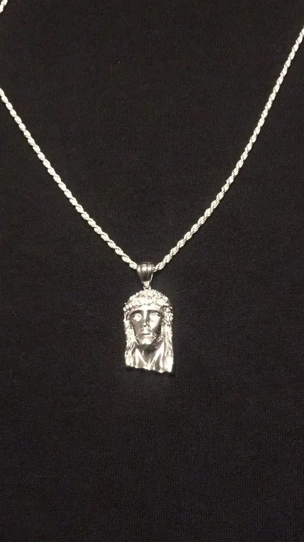 Other Silver Chain Rope Chain 20in 2mm And Jesus Set & Rose Belt Size ONE SIZE - 1 Thumbnail