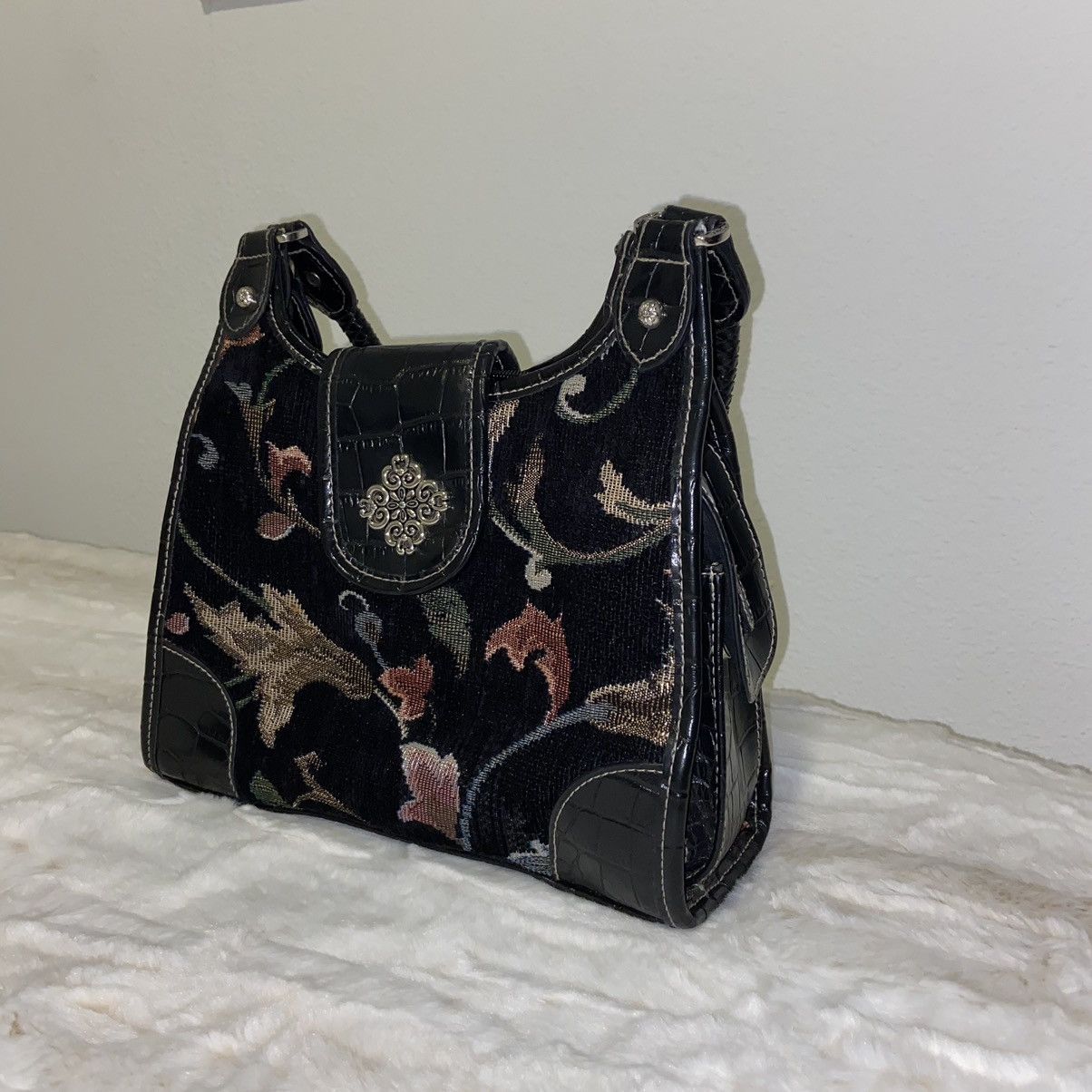 Vintage *SOLD* Rossetti Black + Floral Vintage Whimsy Unique Handbag Size ONE SIZE - 3 Thumbnail