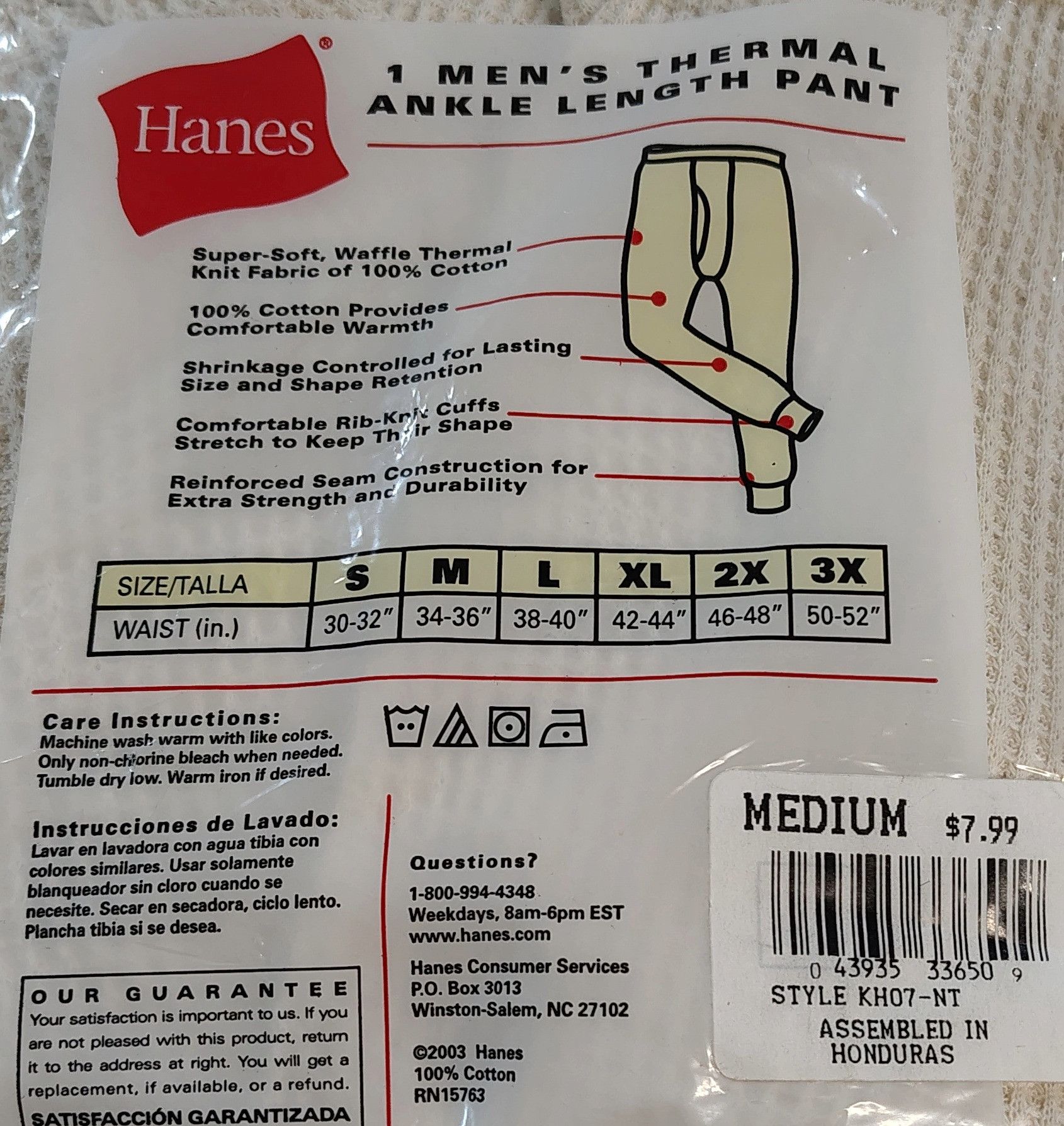 Hanes 1 Pair Of Unopened Vintage Hanes Ankle Length Thermals Size ONE SIZE - 3 Thumbnail
