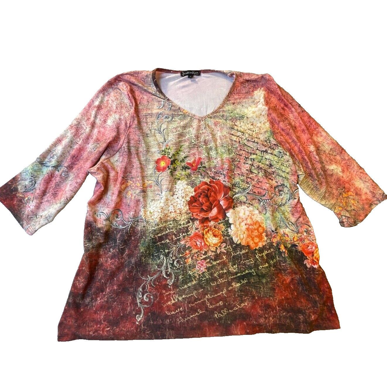 Other Jessica Max Women's 3/4 sleeves Floral Top Size XL Size XL / US 12-14 / IT 48-50 - 1 Thumbnail