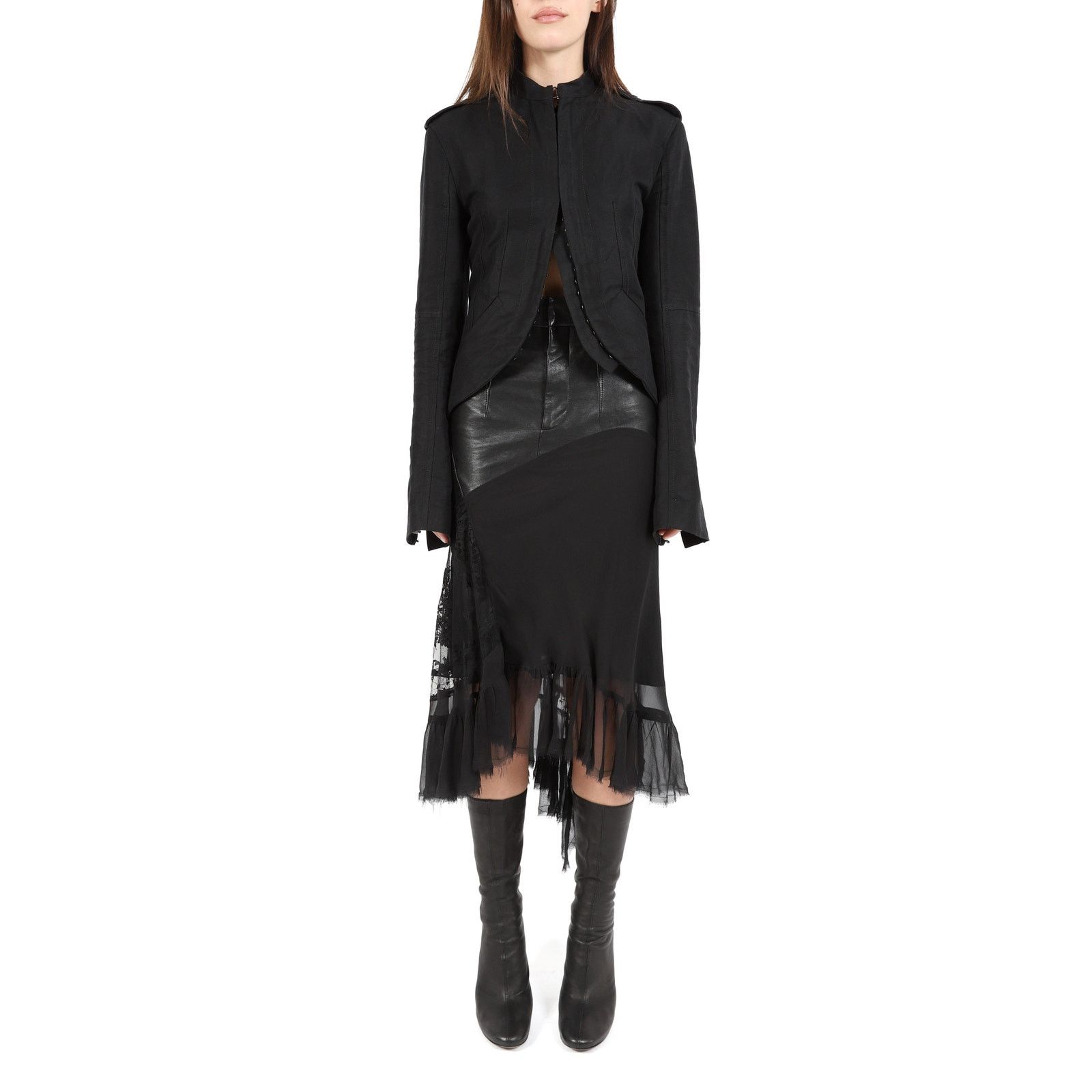 Haider Ackermann FW17 Belted Military Jacket in Black Cotton Size XS / US 0-2 / IT 36-38 - 7 Thumbnail