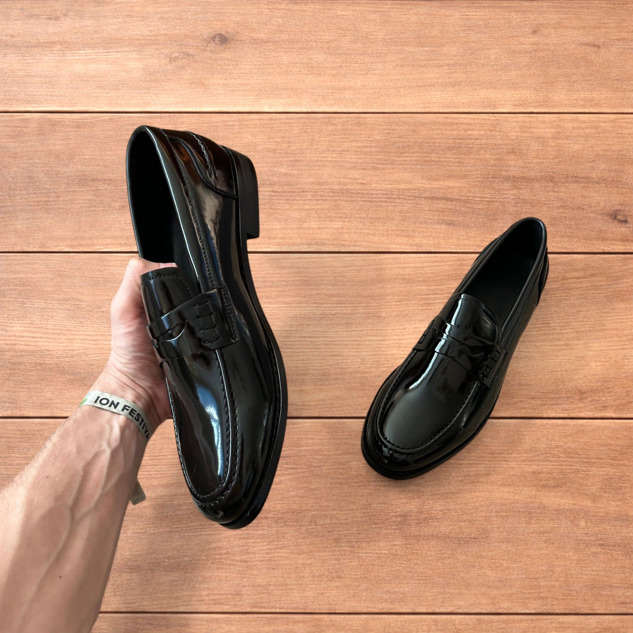 Japanese Brand Lovely faux leather penny dress loafers shoes in black. Size US 11 / EU 44 - 6 Thumbnail