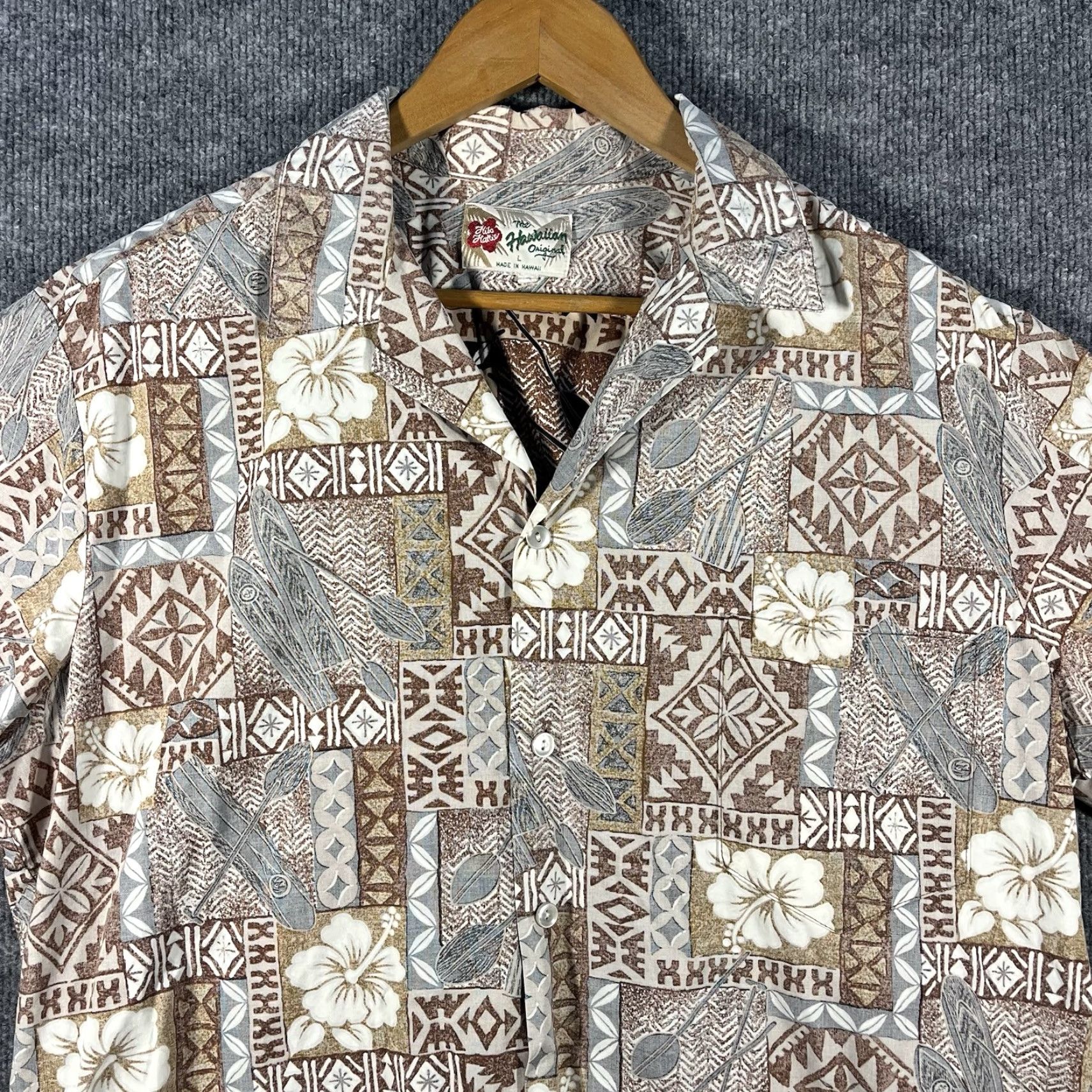 Hilo Hattie VINTAGE Hilo Hattie Hawaiian Shirt Mens L Brown Geometric Pattern Short Sleeve Button-Up Casual Travel Size US L / EU 52-54 / 3 - 2 Thumbnail