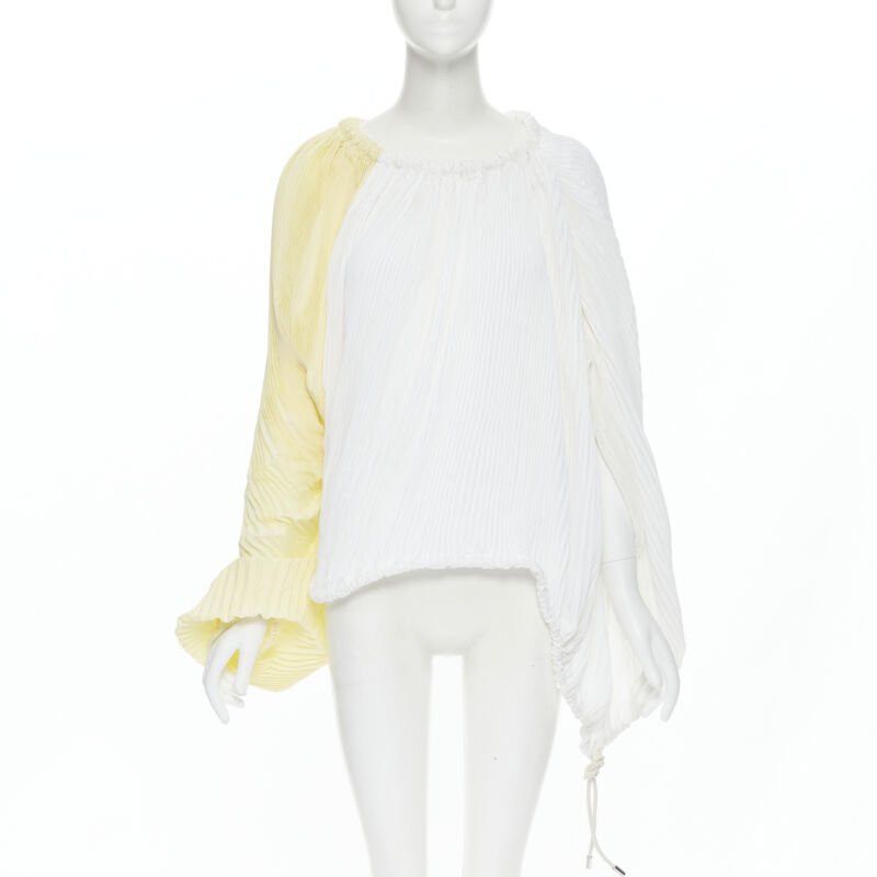 Marni MARNI yellow white knife pleat stringed cord open back voluminous top IT40 S Size S / US 4 / IT 40 - 1 Thumbnail