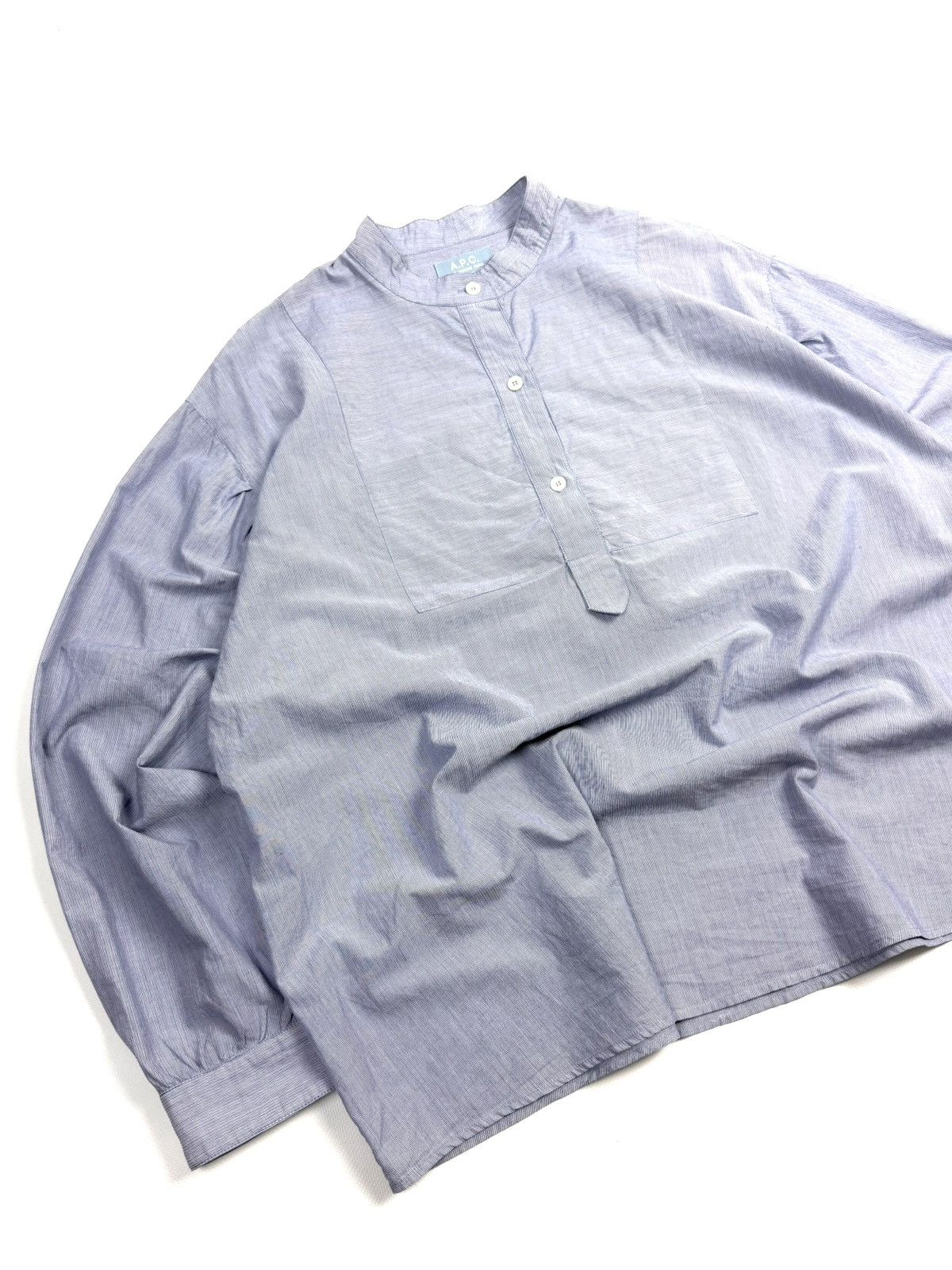 A.P.C. A.P.C. Light Blue Striped Cotton Button Up Shirt Blouse Size M / US 6-8 / IT 42-44 - 5 Thumbnail