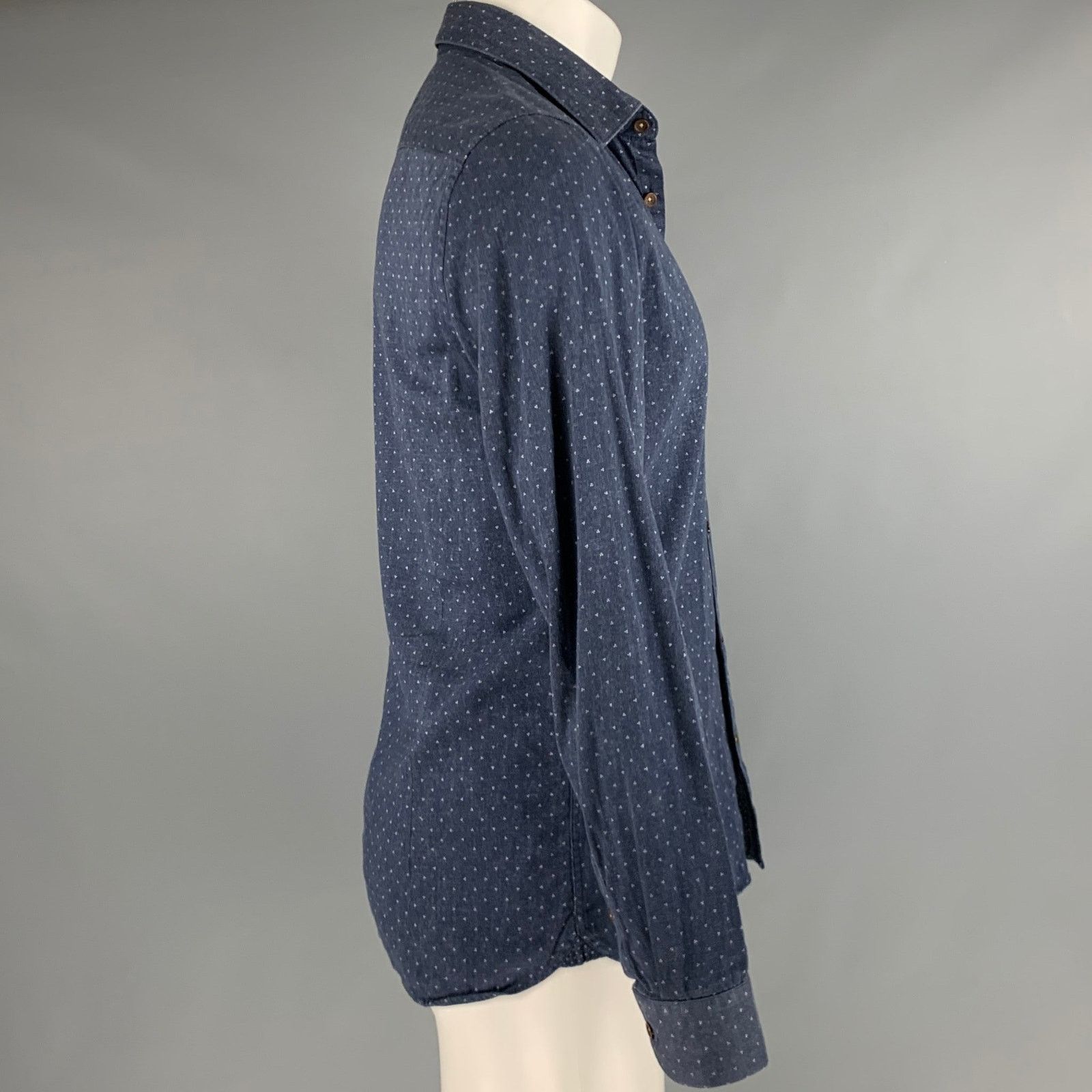 Ted Baker TED BAKER Size M Navy White Dots Cotton Long Sleeve Shirt Size US M / EU 48-50 / 2 - 3 Thumbnail