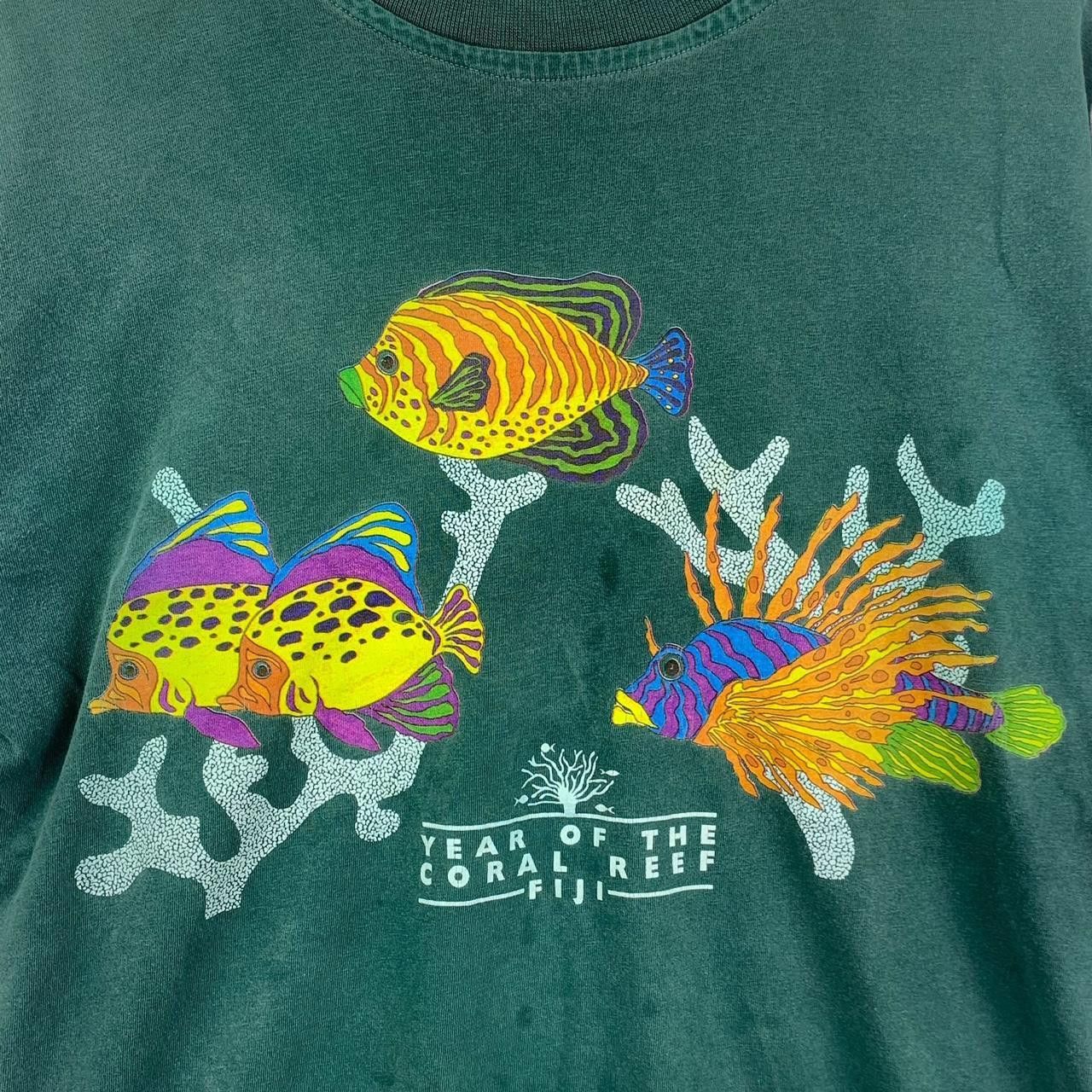 Vintage Vintage CORAL REEF FIJI Hand Print Fish Nature Tee Shirt Top Size US M / EU 48-50 / 2 - 5 Thumbnail