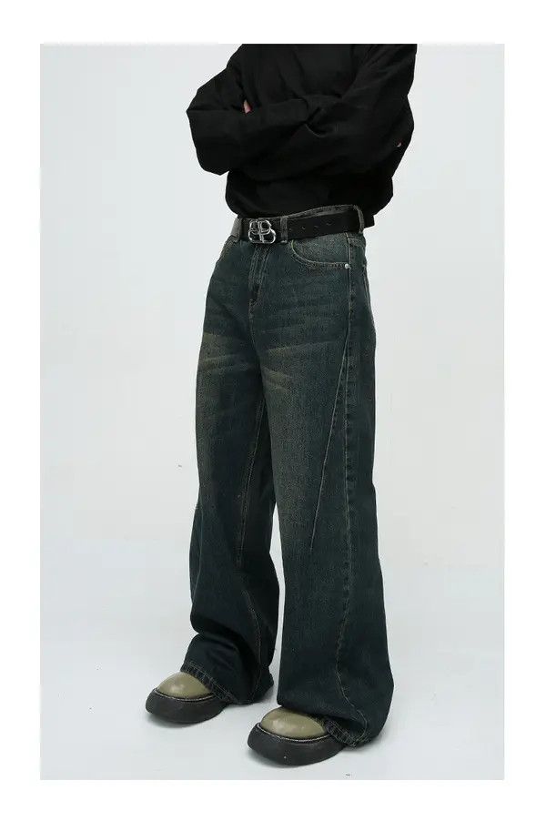 VIBE Vintage washed straight-leg draped jeans Size US 32 / EU 48 - 2 Thumbnail