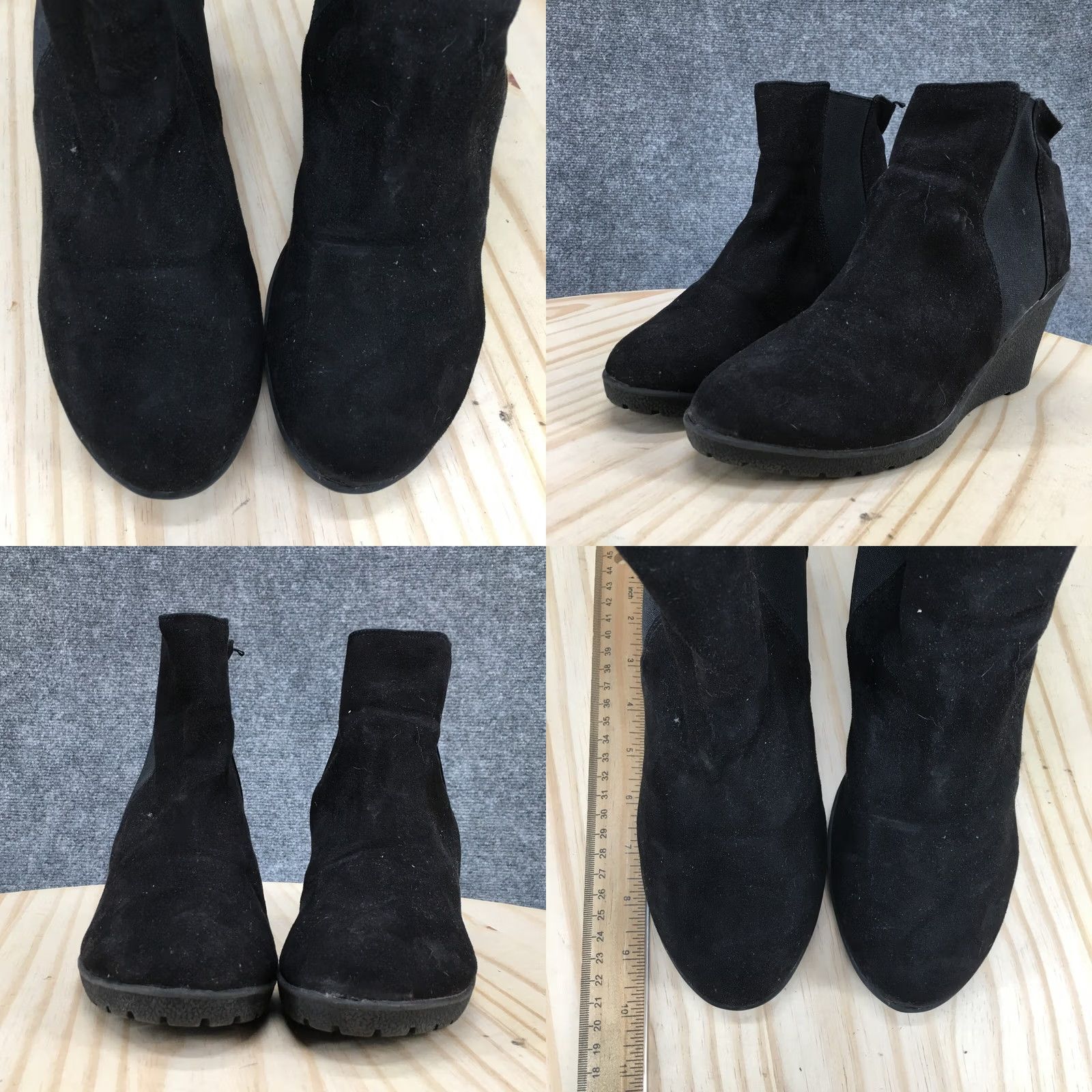 H&M H&M Boots Womens 40 Casual Pull On Chelsea Ankle Bootie Black Faux Suede Wedge Size US 9 / IT 39 - 8 Thumbnail
