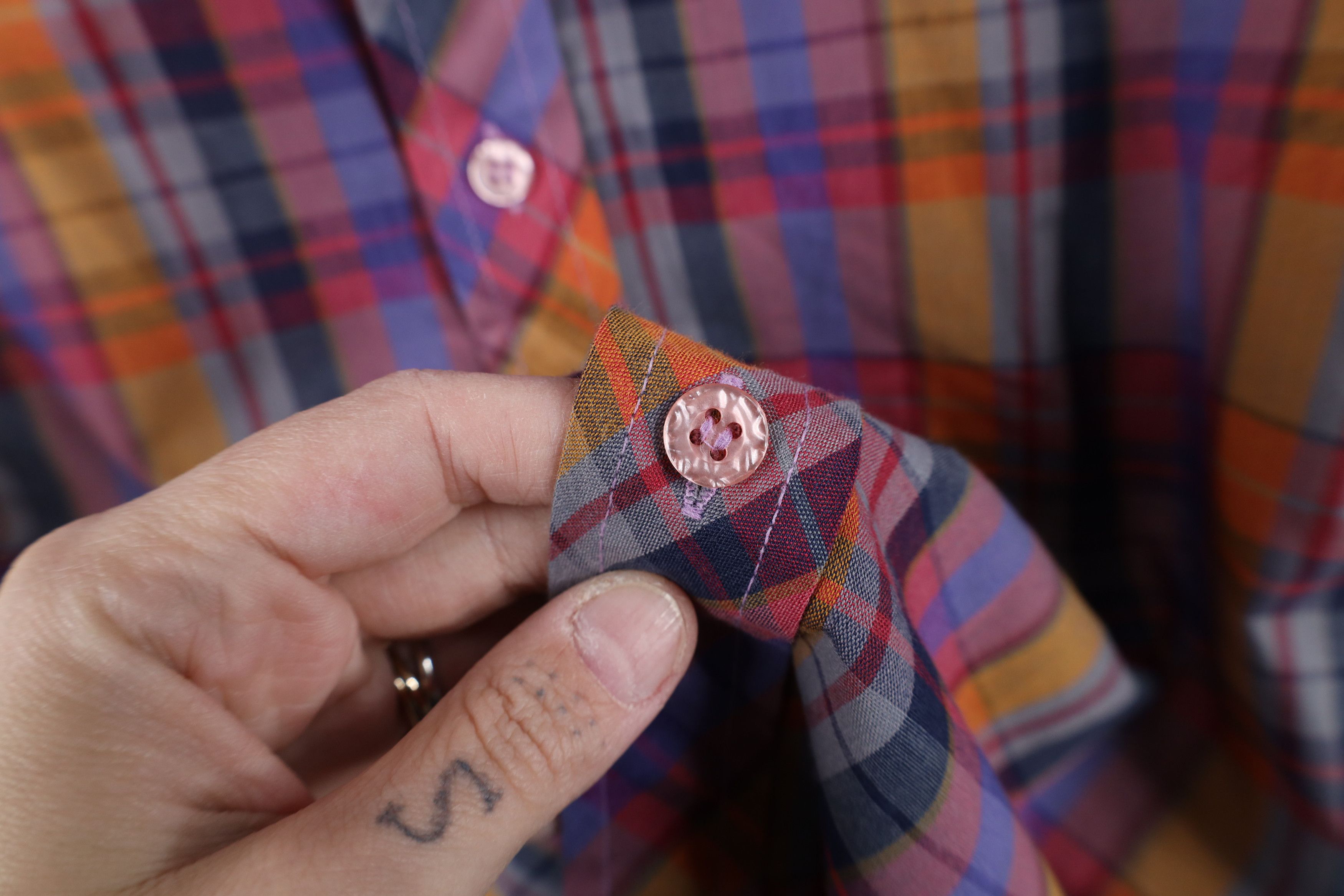 Vintage Vintage 70s Streetwear Rainbow Madras Plaid Button Shirt Size US L / EU 52-54 / 3 - 8 Thumbnail