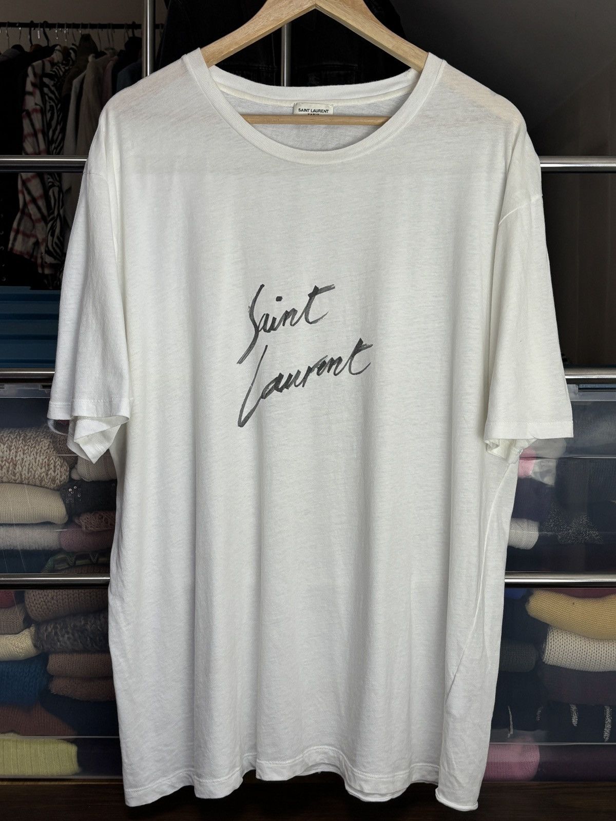 Saint Laurent Paris Saint Laurent Paris Signature T-Shirt SLP Size US L / EU 52-54 / 3 - 1 Thumbnail