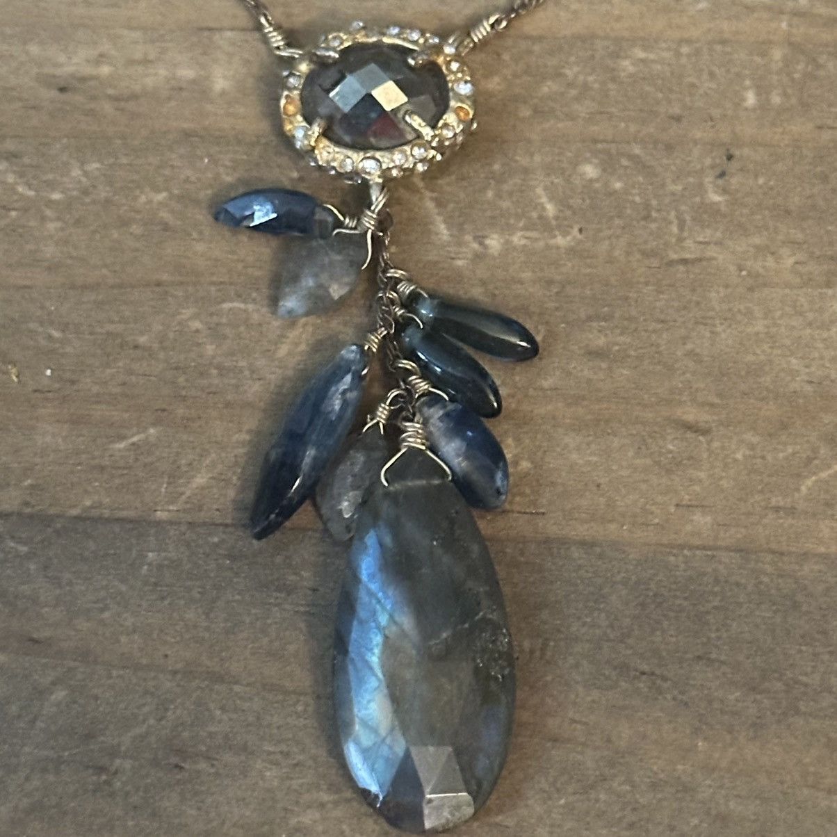 Alexis Bittar Alexis Bittar Swarovski and Labradorite cluster drop necklac Size ONE SIZE - 2 Thumbnail