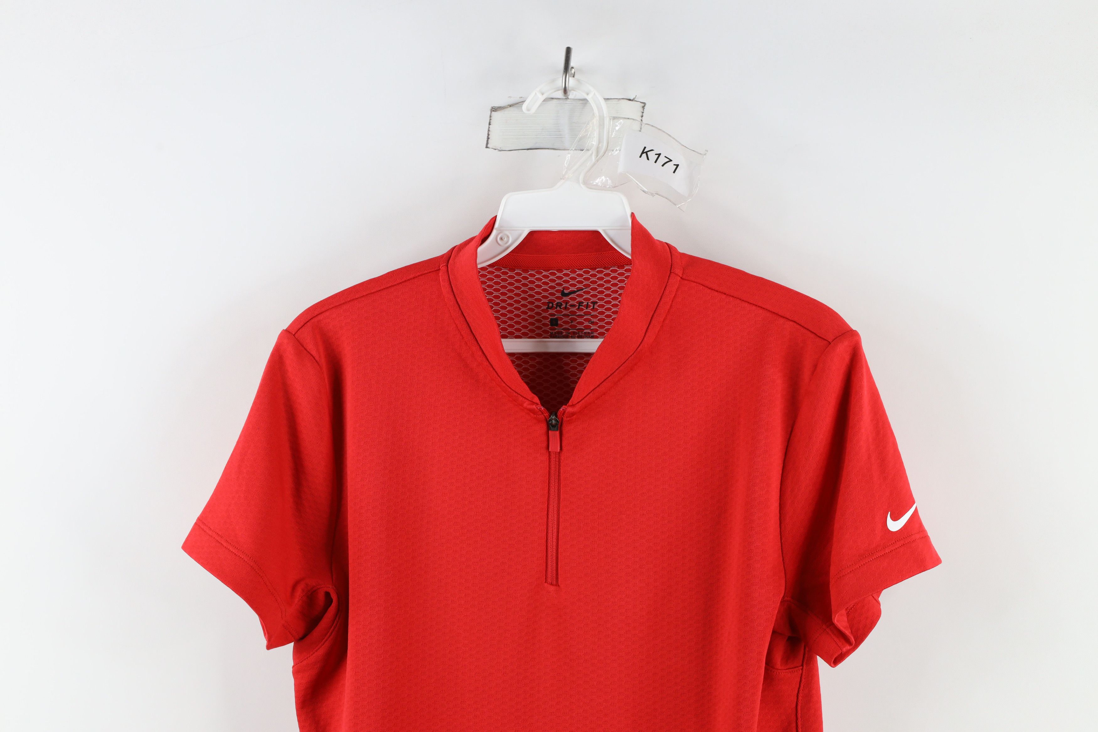 Nike × Vintage Nike Golf Thermal Knit Half Zip Blade Collar Polo Shirt Red Size S / US 4 / IT 40 - 2 Thumbnail