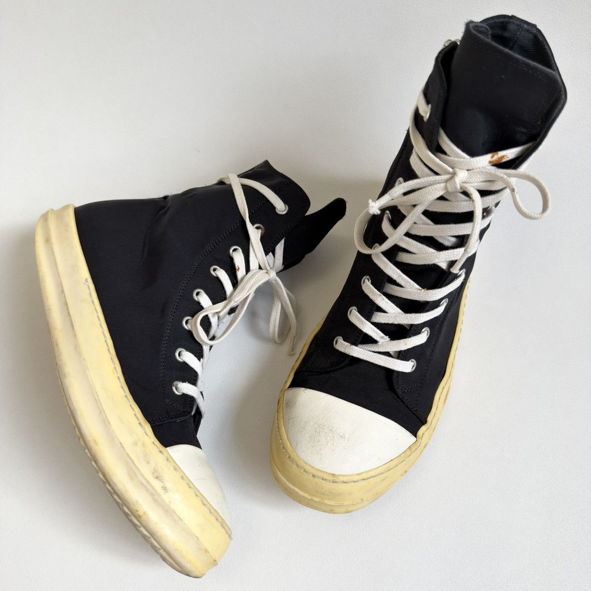 Rick Owens Drkshdw Yellow Sole Black Nylon Ramones Sneakers Size US 8 / EU 41 - 22 Thumbnail