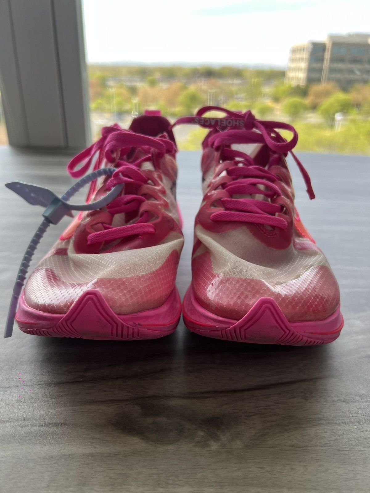 Nike × Off-White Sz 7 Men/ 8.5 Womens- Off-White x Nike Zoom Fly Tulip Pink Size US 8.5 / IT 38.5 - 6 Thumbnail