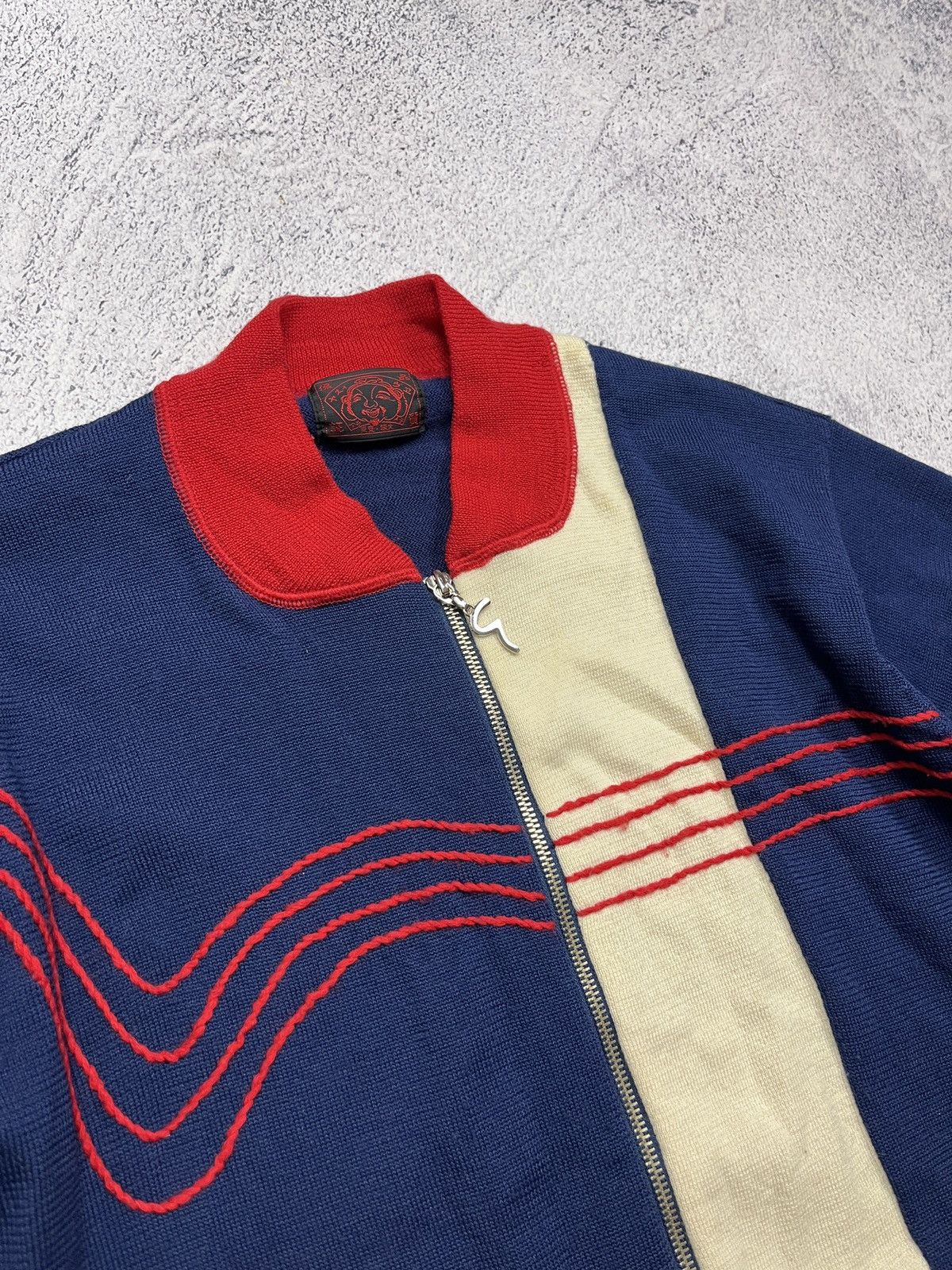 Evisu Vintage Evisu Big Logo Wool Knitted Zip Sweater Jacket Rare Size US S / EU 44-46 / 1 - 6 Thumbnail