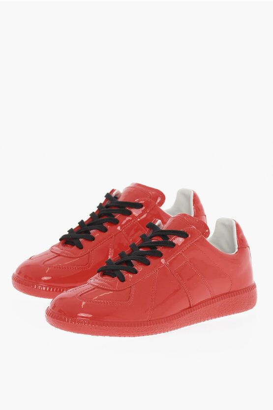 Patent Leather Low-Top Sneakers in red
