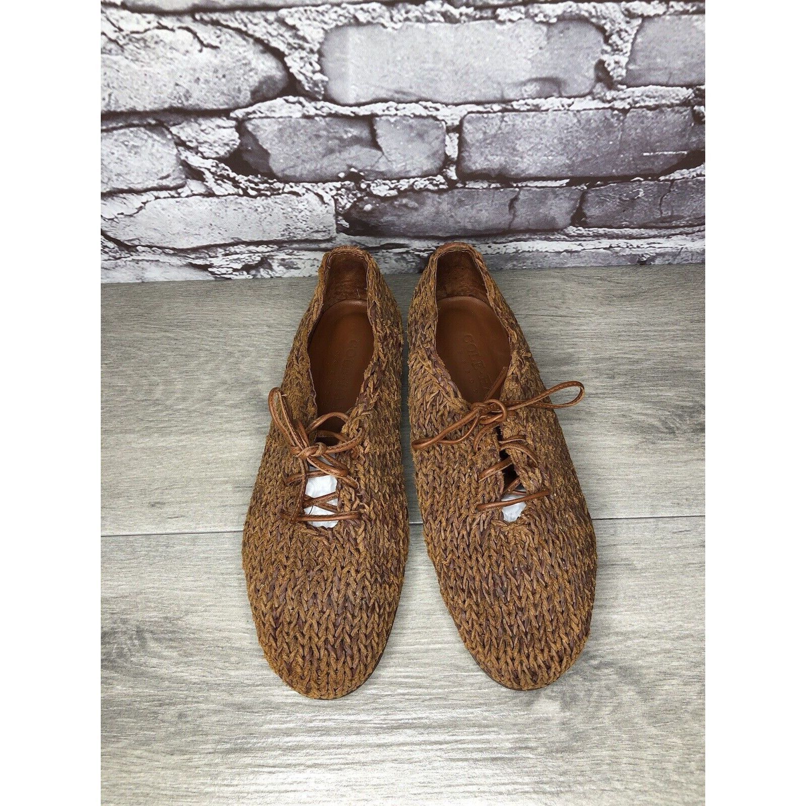 Cole Haan Cole Haan Resort Brown Leather Woven Basket Weave Woven Lace Size US 7.5 / IT 37.5 - 20 Thumbnail