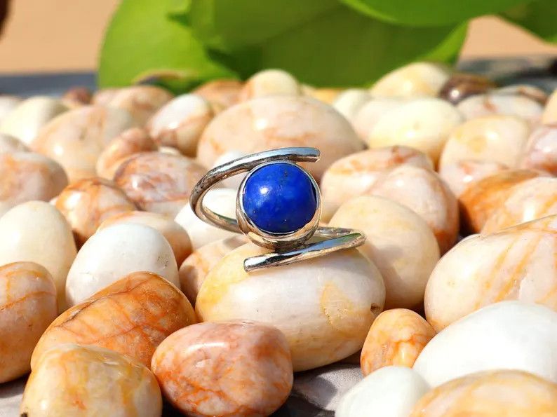 Handmade Lapis Lazuli Ring, Handmade Jewelry, Sterling Silver Ring Size ONE SIZE - 3 Thumbnail
