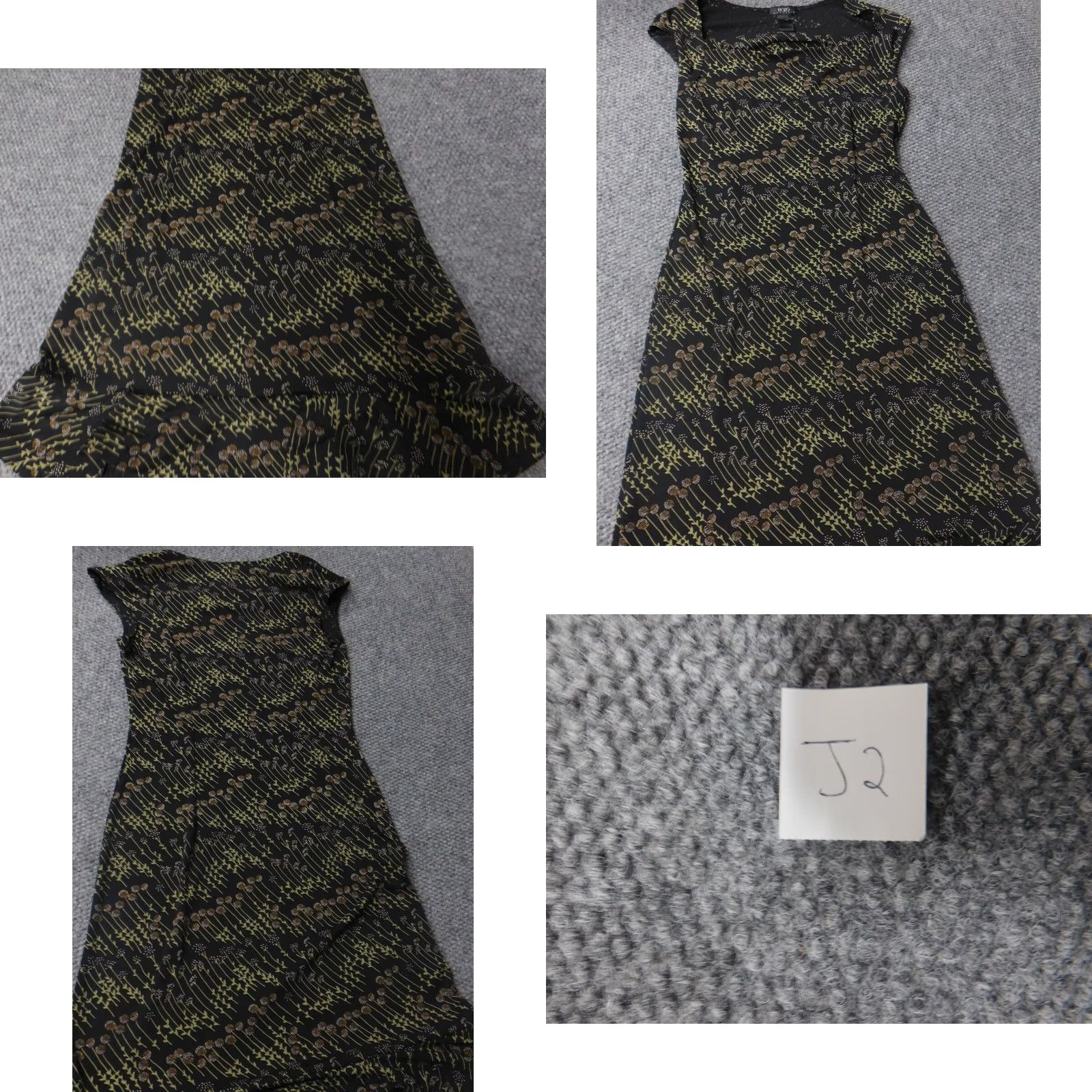 Bcbgmaxazria BCBGMAXAZRIA Womens Dress Small Green Floral A-Line Midi Stretch Short Sleeve Raglan Crew Neck Zip Lined Cotton Rayon Fall Dress Womens Reg Size S Size S / US 4 / IT 40 - 8 Thumbnail