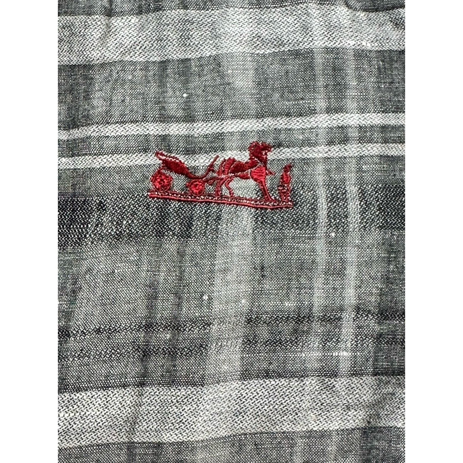 Hermes Rare Hermes Striped Short Sleeve Dress Shirt Button Down XL Size US XL / EU 56 / 4 - 16 Thumbnail