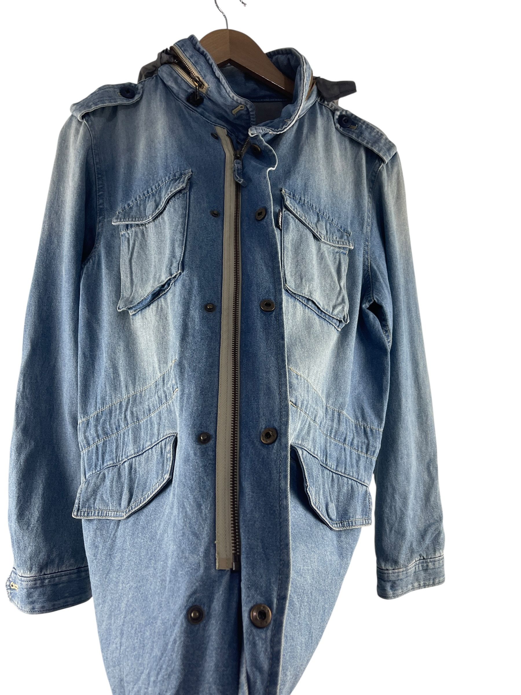 Avirex Vintage Avirex PX Hooded Denim Field Jacket Military Style Size US L / EU 52-54 / 3 - 14 Thumbnail