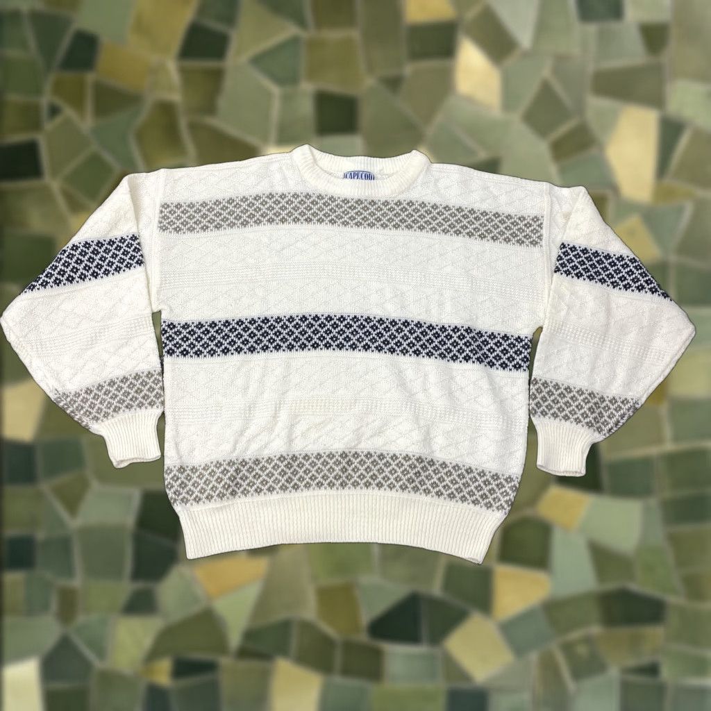 Vintage VINTAGE Cape Cod Sportswear Sweater Men XL Ivory Crewneck Fair Isle Knit 90s Mens XL Ivory Fair Isle Knit Sweater Size US XL / EU 56 / 4 - 1 Thumbnail