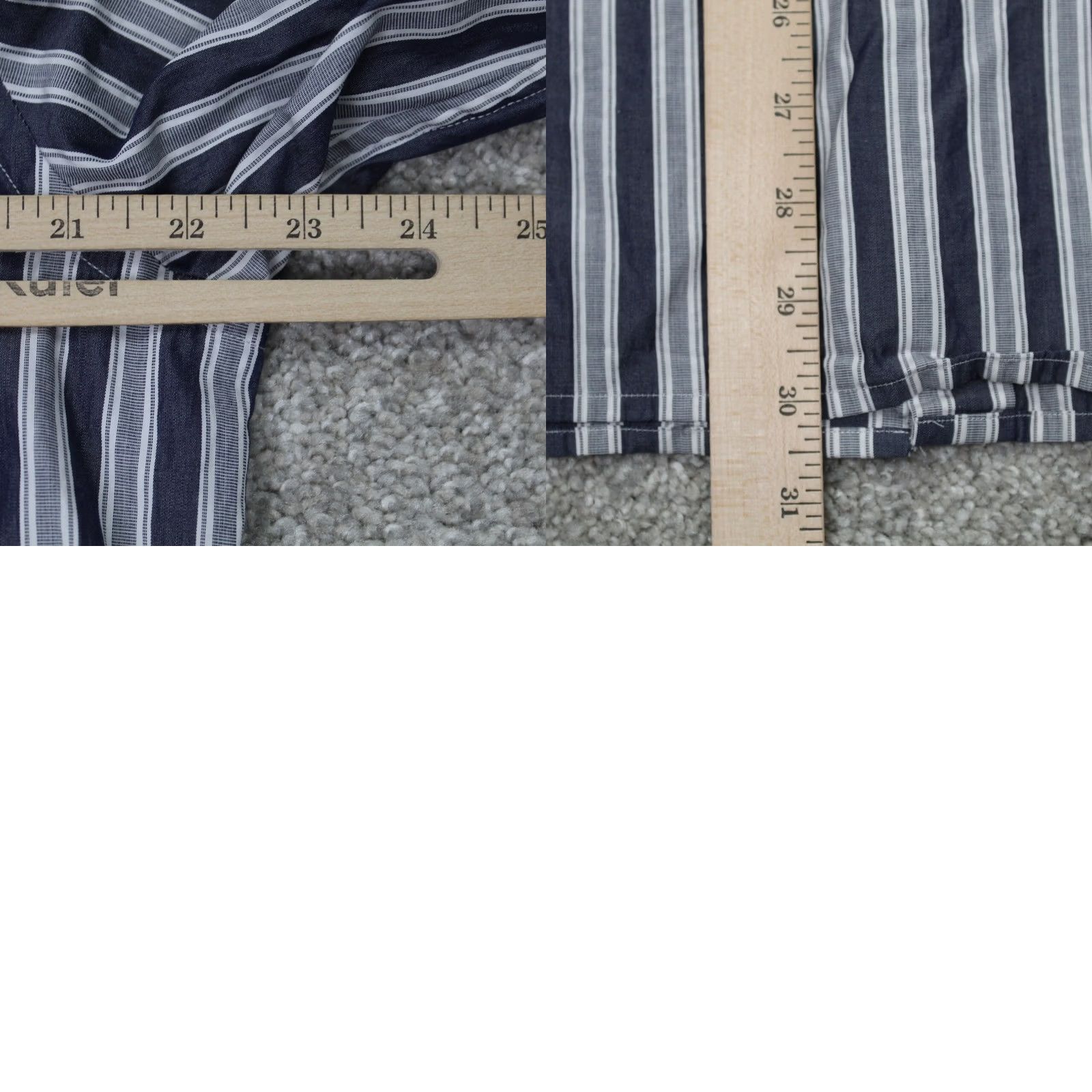 Banana Republic Banana Republic Shirt Mens Large Blue/Gray Striped Albini Fabric Cotton Button-Up Slim Fit Size US L / EU 52-54 / 3 - 9 Thumbnail