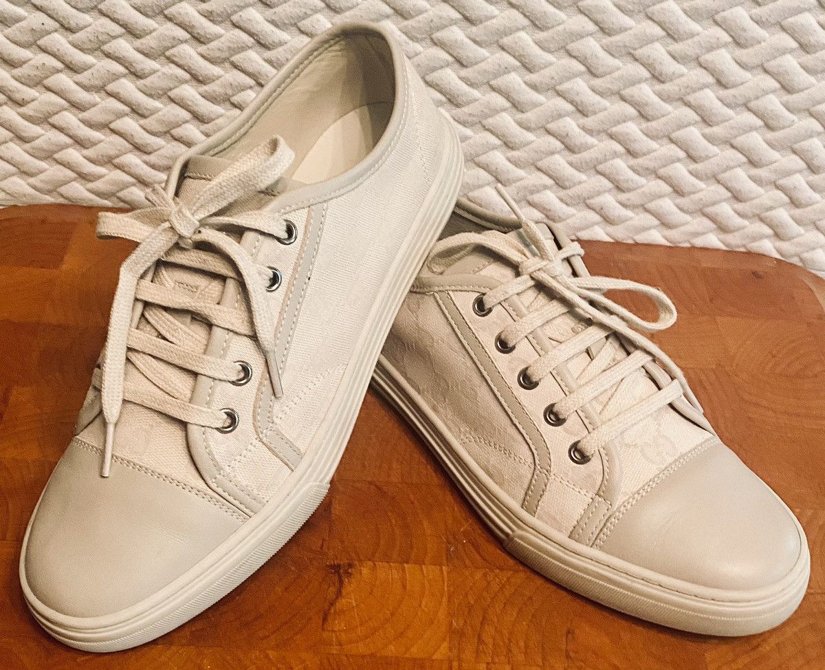 Gucci Gucci 🇮🇹 Women's GG Cement Kanvas/Leather Captoe Sneakers 39 Size US 9 / IT 39 - 13 Thumbnail