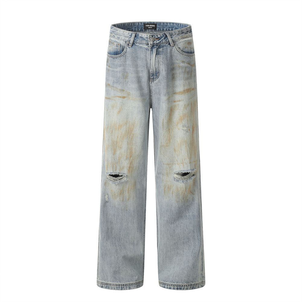 Japanese Brand × Jean Punk men's distressed washed straight-leg ripped jeans Size US 32 / EU 48 - 1 Thumbnail