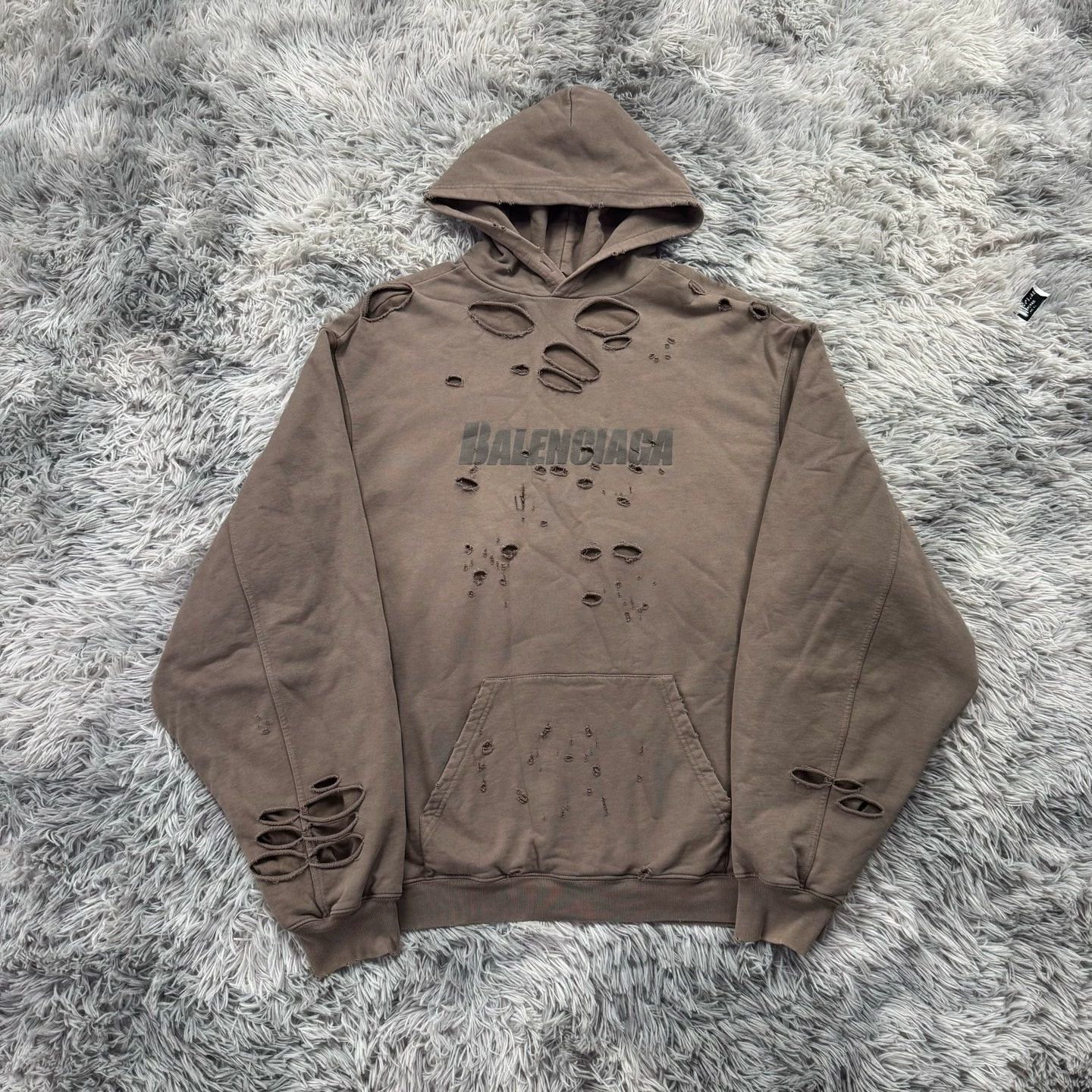 Balenciaga Double Layer Distressed Hoodie - dmc