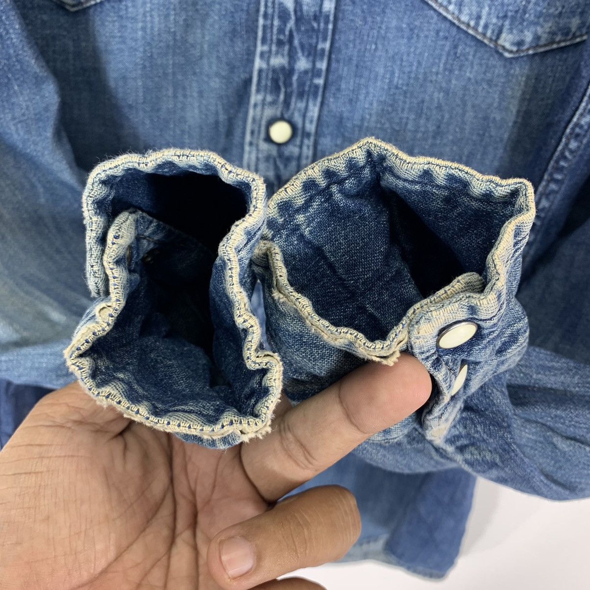 Blue Blue Japan × Indigo × Japanese Brand Vintage Blue Blue Japan Western Denim Snap Button Shirt Size US M / EU 48-50 / 2 - 12 Thumbnail