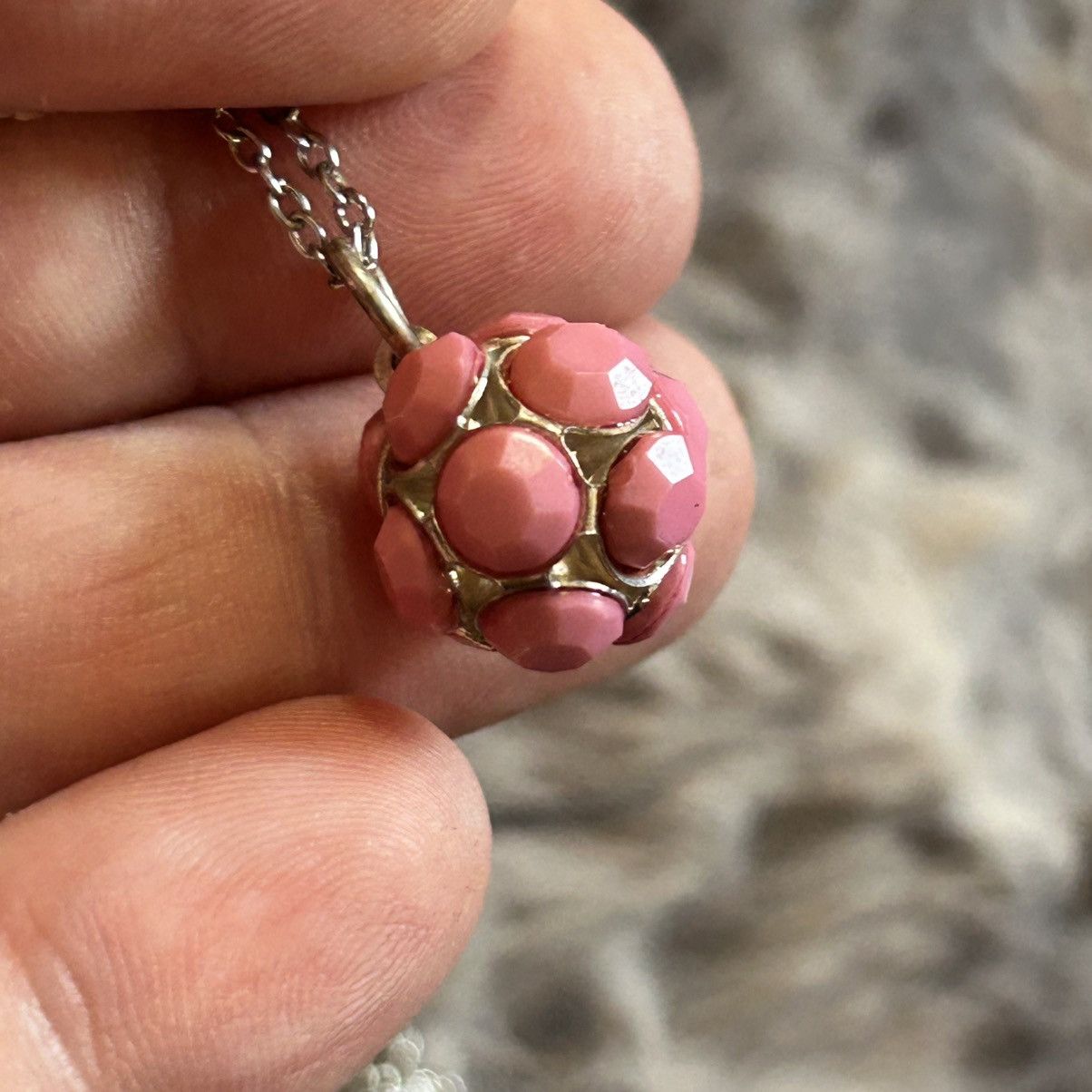 Handmade Bubblegum pink faceted glass disco ball pendant necklace Size ONE SIZE - 5 Thumbnail