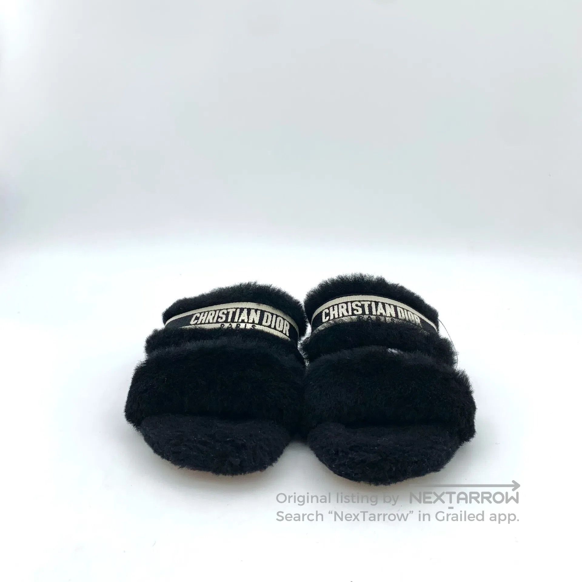 Dior Dior Black Wool Leather Casual Flat Furry Slippers| Size US 4.5 / IT 34.5 - 3 Thumbnail