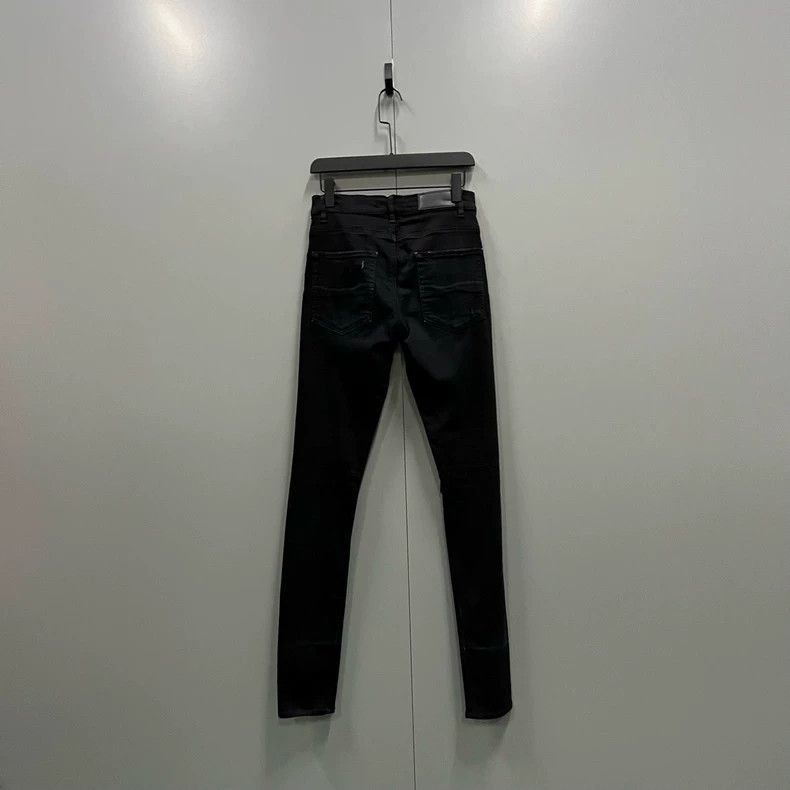 Amiri Amiri black leather patched denim jeans Size US 29 - 2 Thumbnail