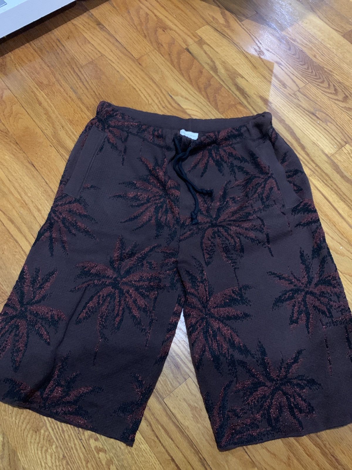 Dries van noten knit palm tree lurex shorts small
