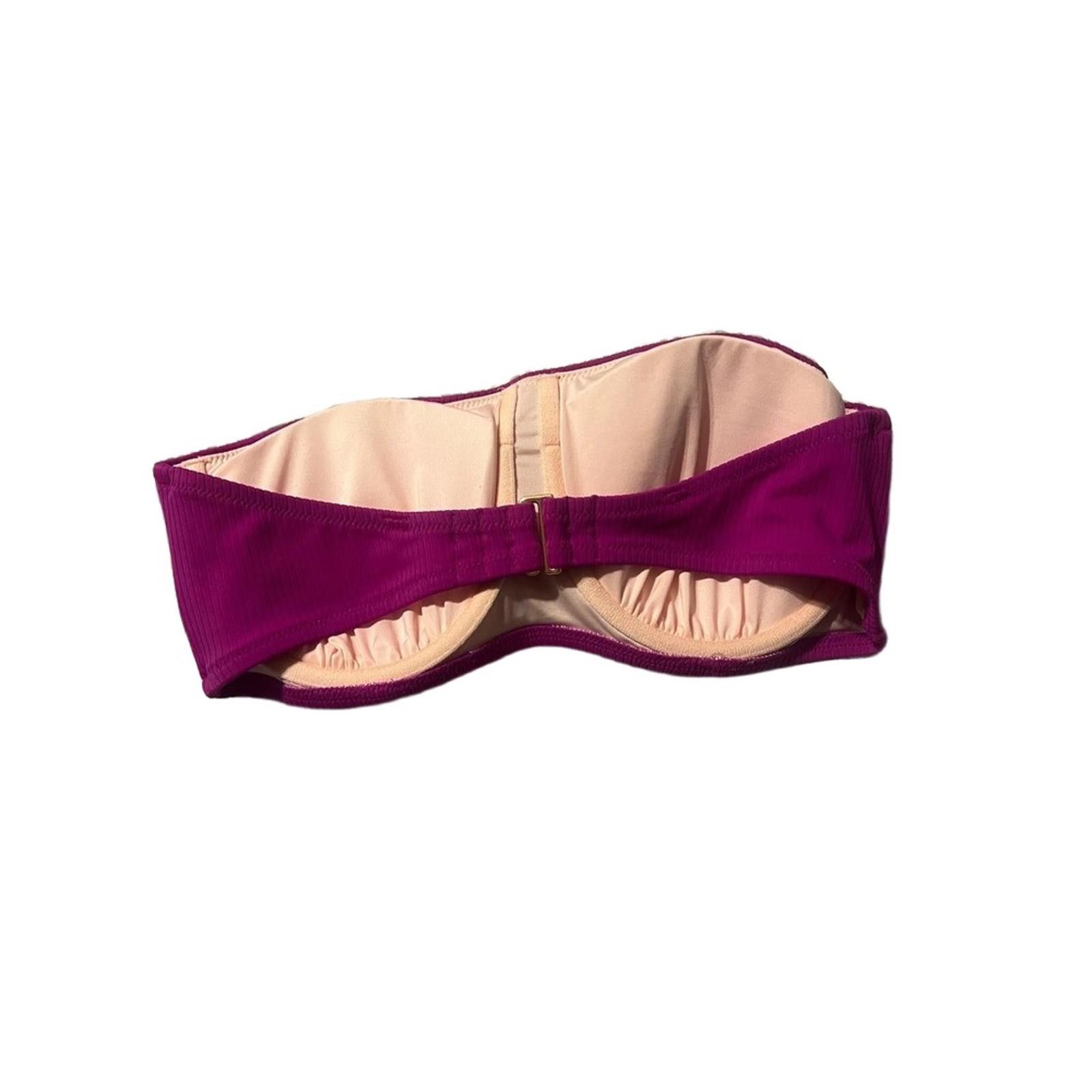 Other Shade & Shore Stripe Bikini M, 36D Bandeau High Waisted Size ONE SIZE - 4 Thumbnail