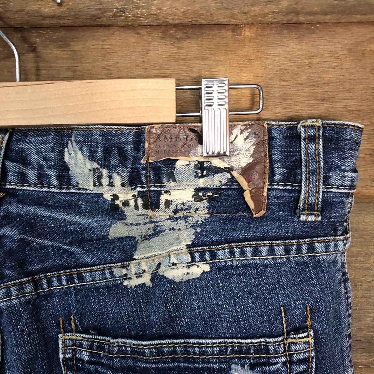 American Eagle Outfitters America Eagles Blue Disstressed Denim Pants #7389 Size US 32 / EU 48 - 16 Thumbnail