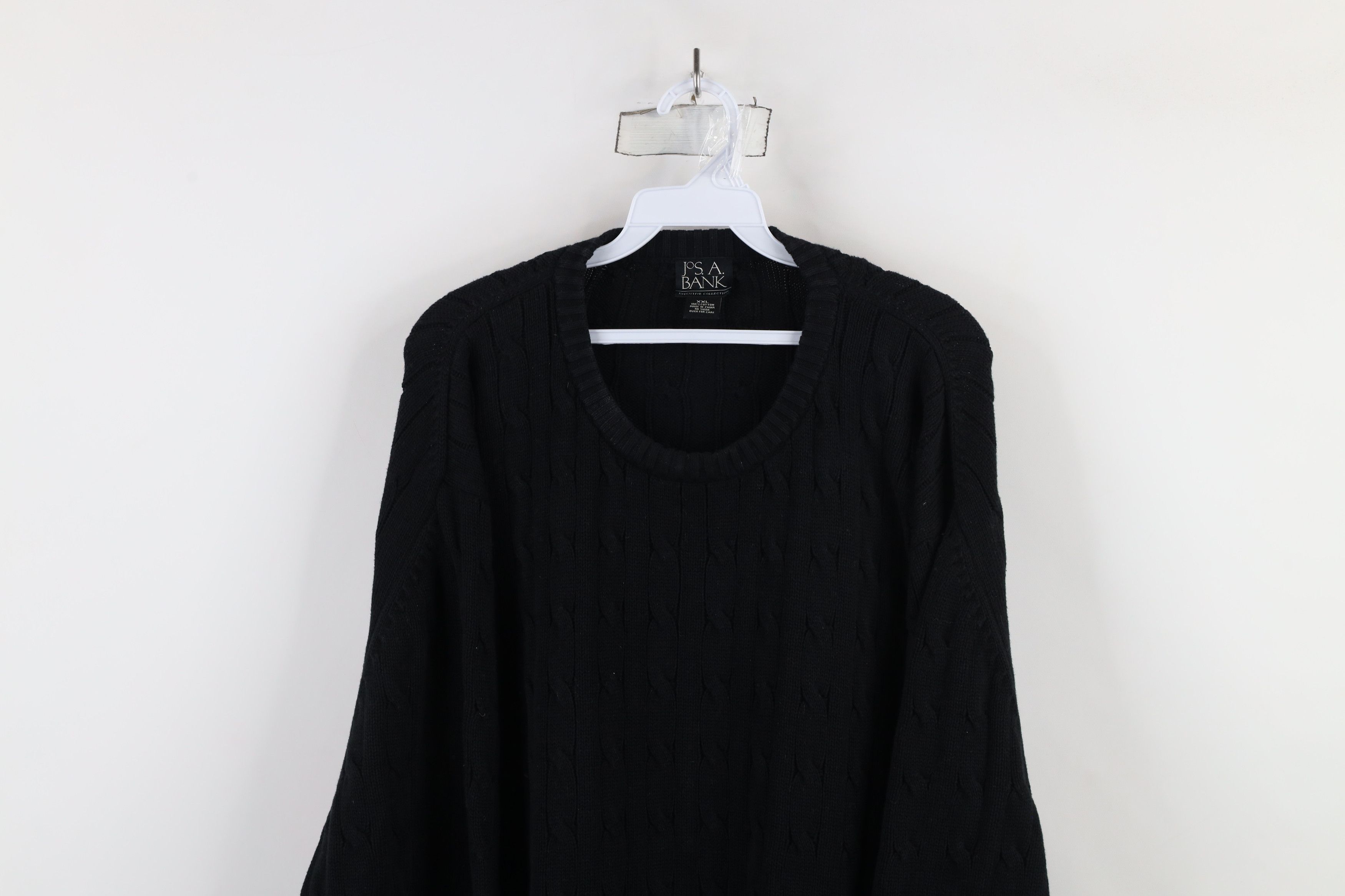 Jos. A. Bank × Vintage Vintage Jos A Bank Cotton Chunky Cable Knit Sweater Black Size US XXL / EU 58 / 5 - 2 Thumbnail