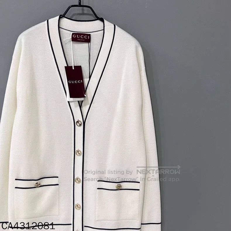 Gucci Gucci White double g button cardigan coat Size L / US 10 / IT 46 - 3 Thumbnail